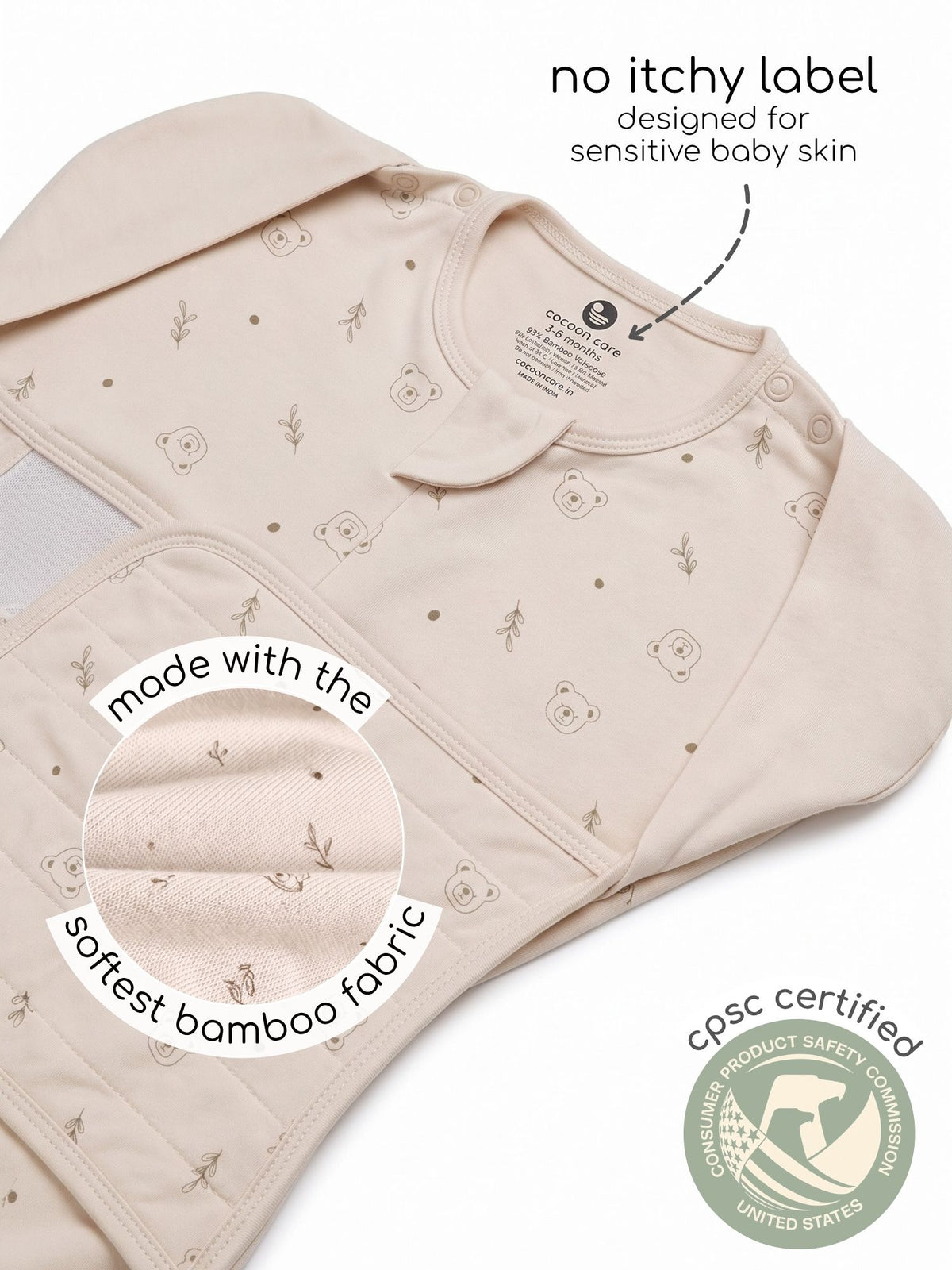 bamboo SNUGZIE™ 3 arms position swaddle pod