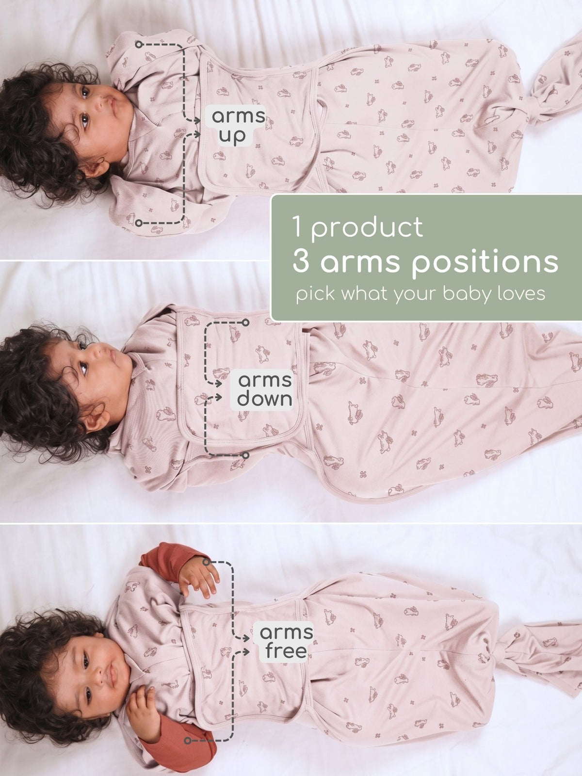 bamboo SNUGZIE™ 3 arms position swaddle pod