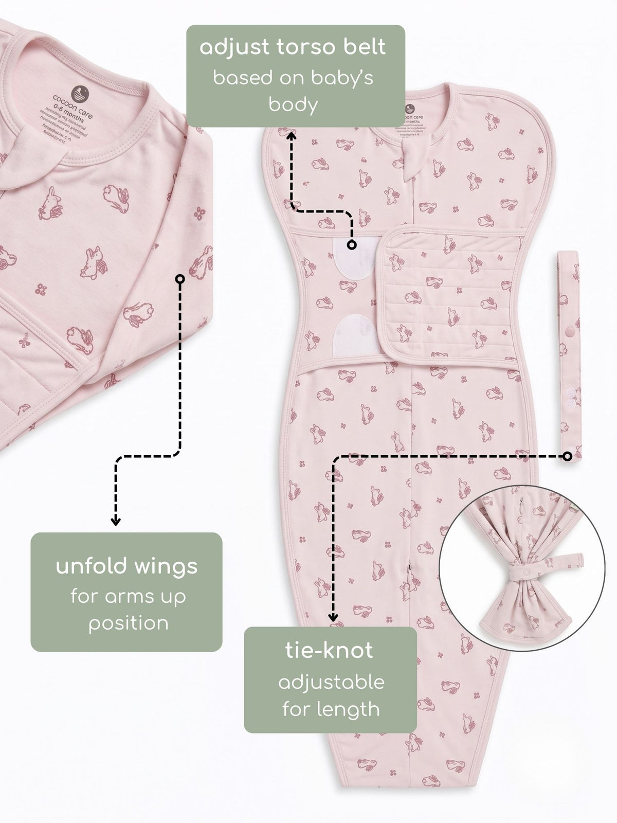 bamboo SNUGZIE™ 3 arms position swaddle pod
