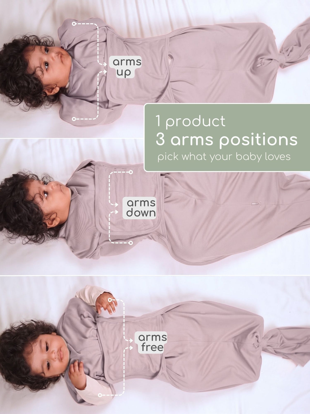 bamboo SNUGZIE™ 3 arms position swaddle pod