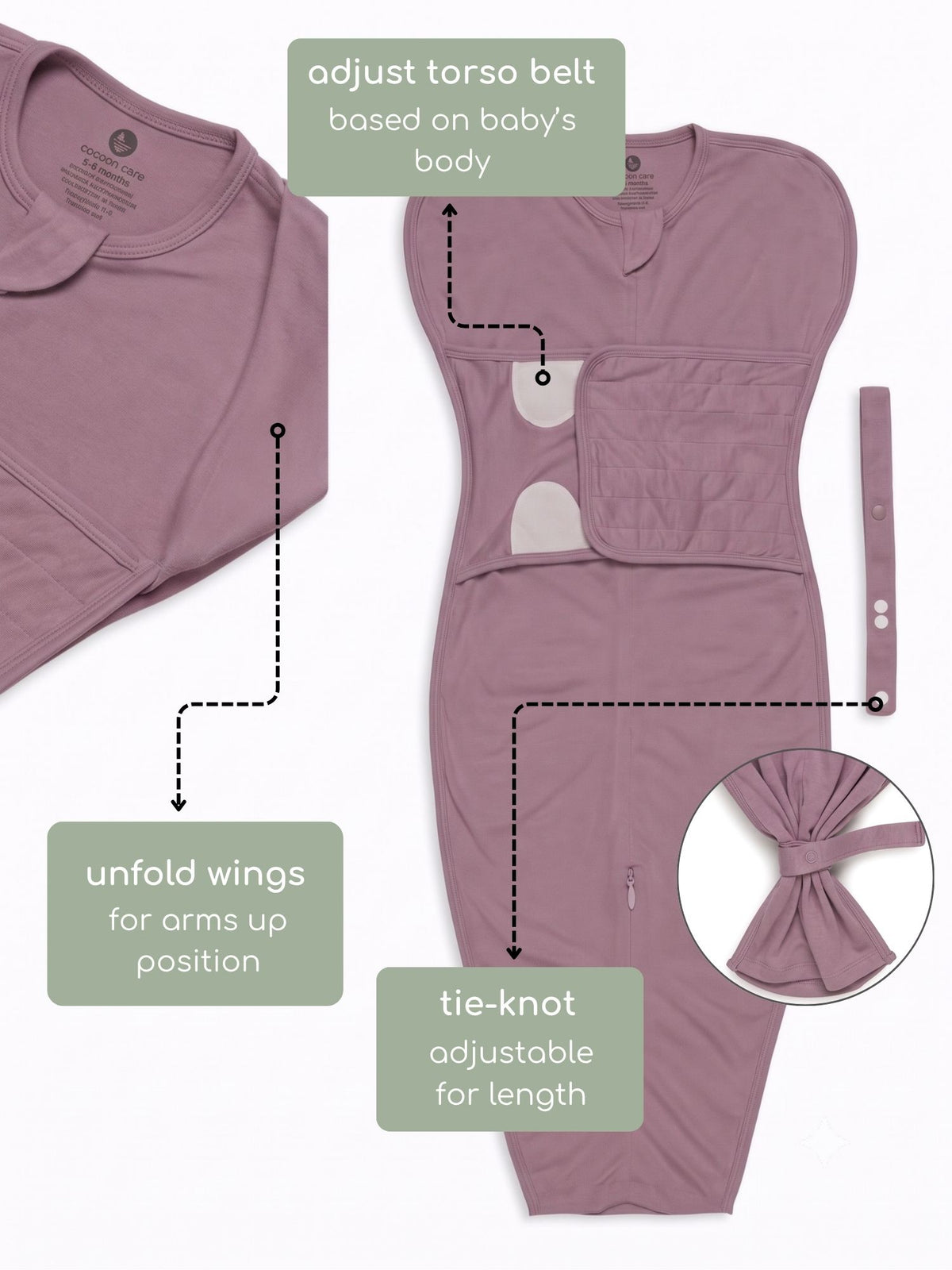 bamboo SNUGZIE™ 3 arms position swaddle pod