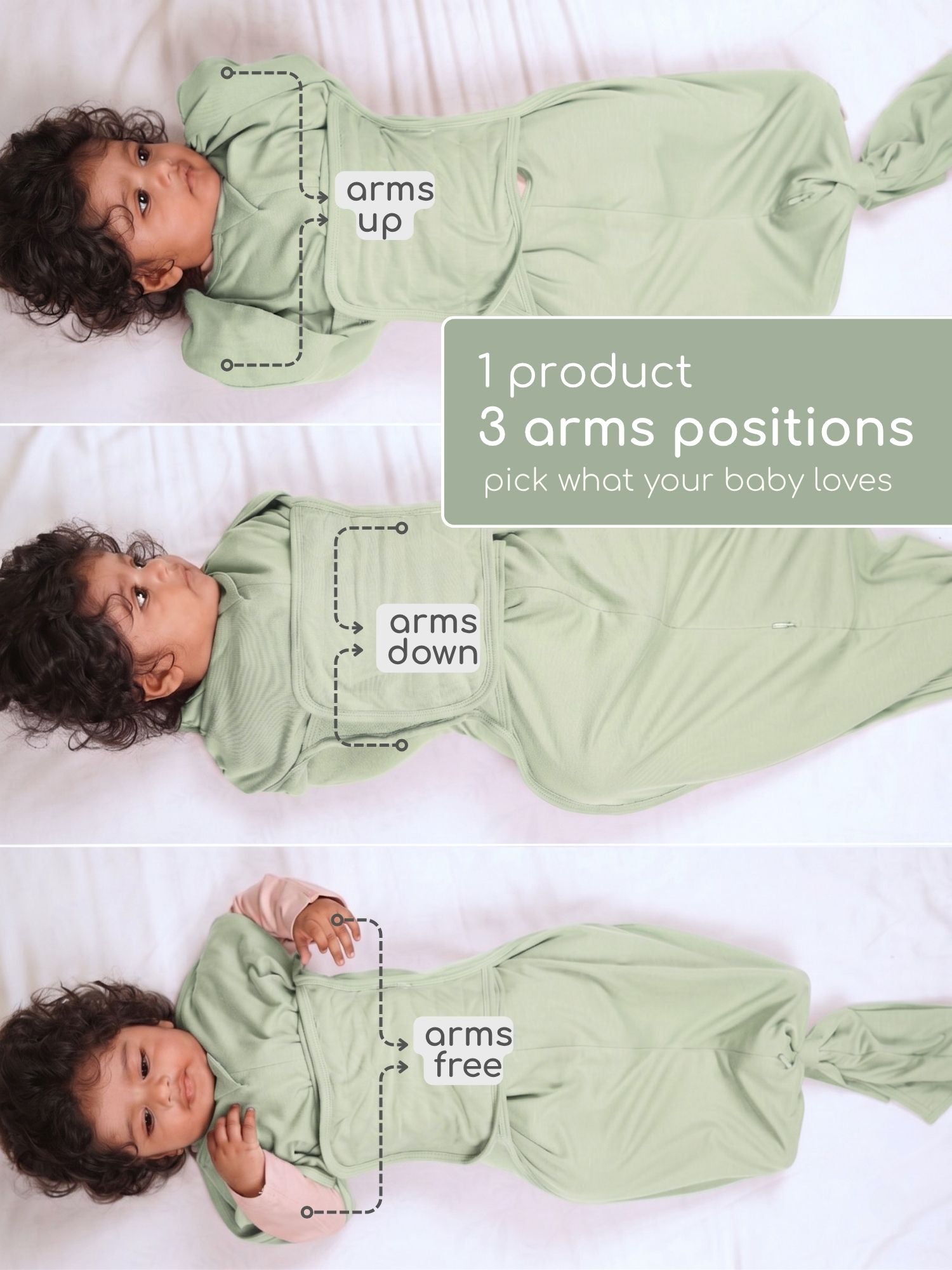bamboo SNUGZIE™ 3 arms position swaddle pod