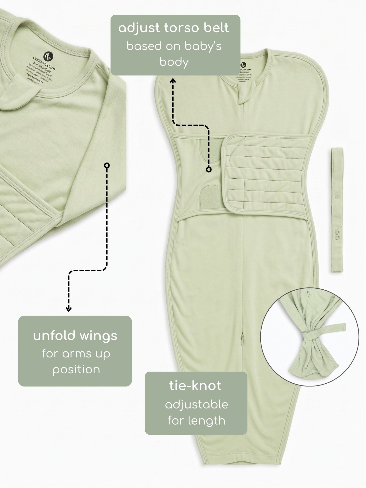 bamboo SNUGZIE™ 3 arms position swaddle pod
