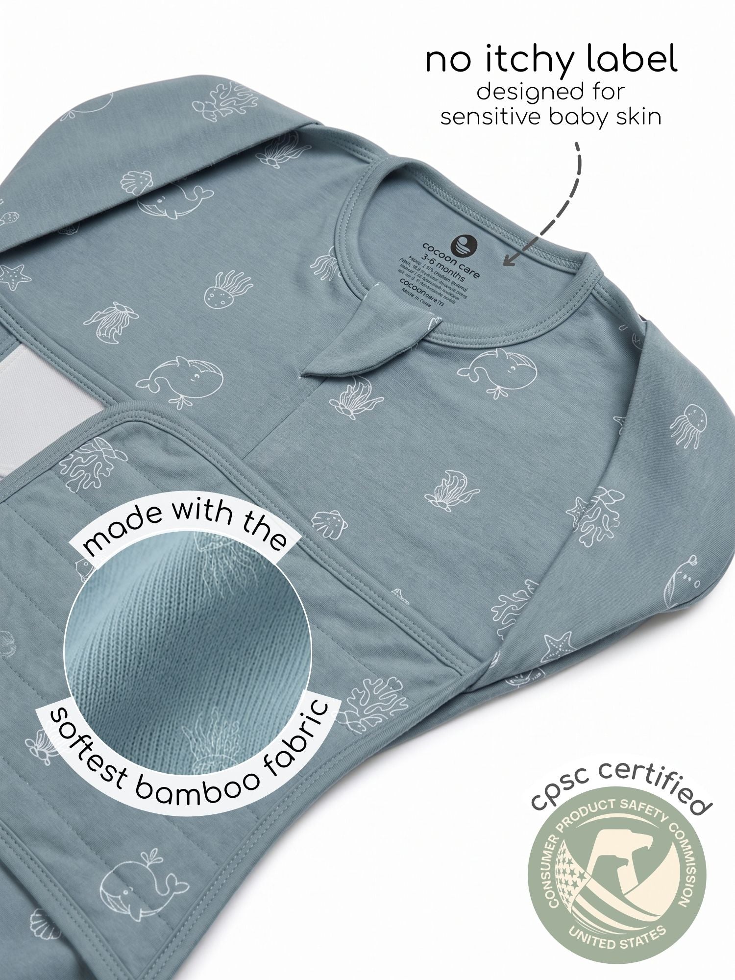 bamboo SNUGZIE™ 3 arms position swaddle pod