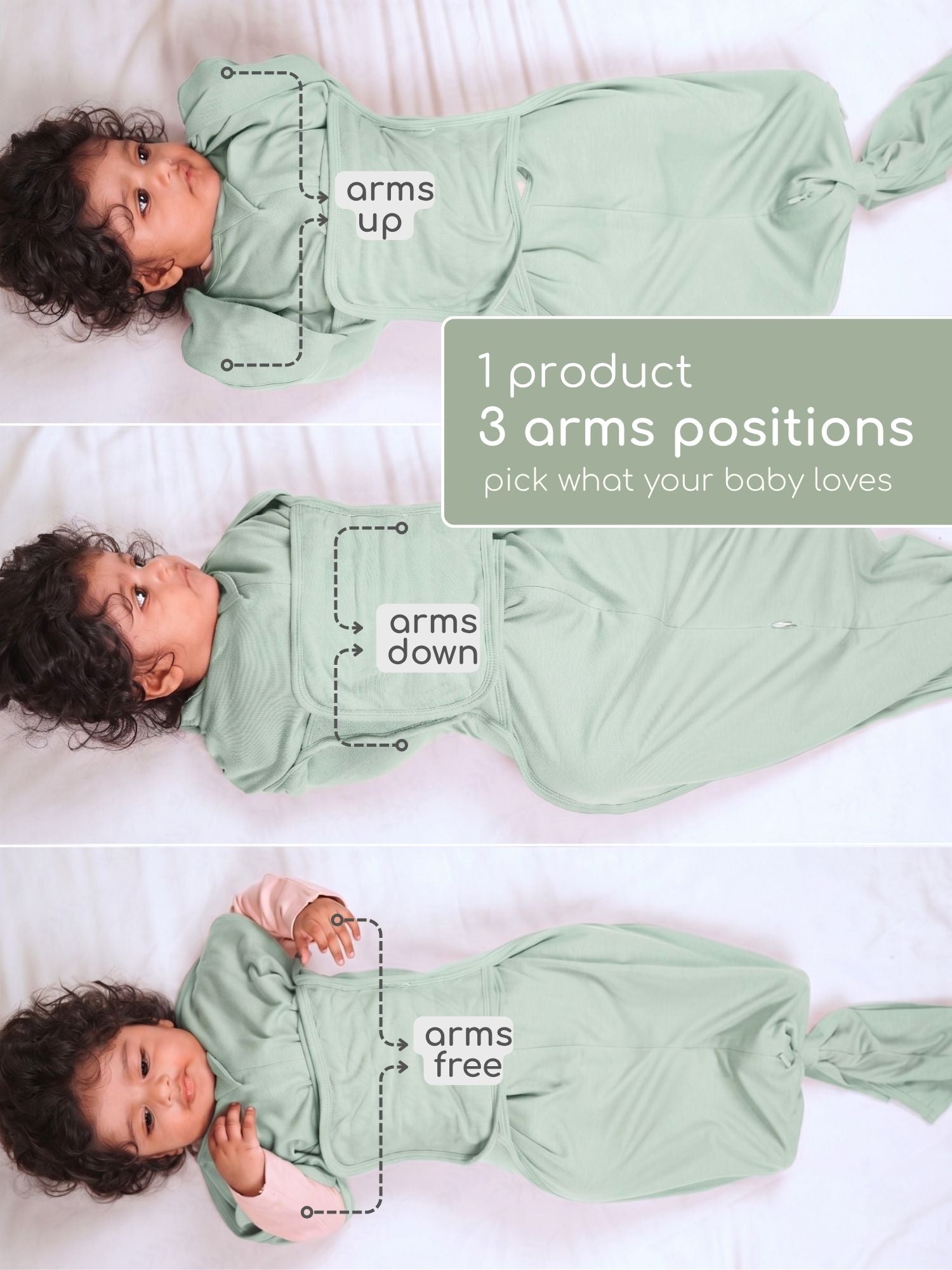 bamboo SNUGZIE™ 3 arms position swaddle pod