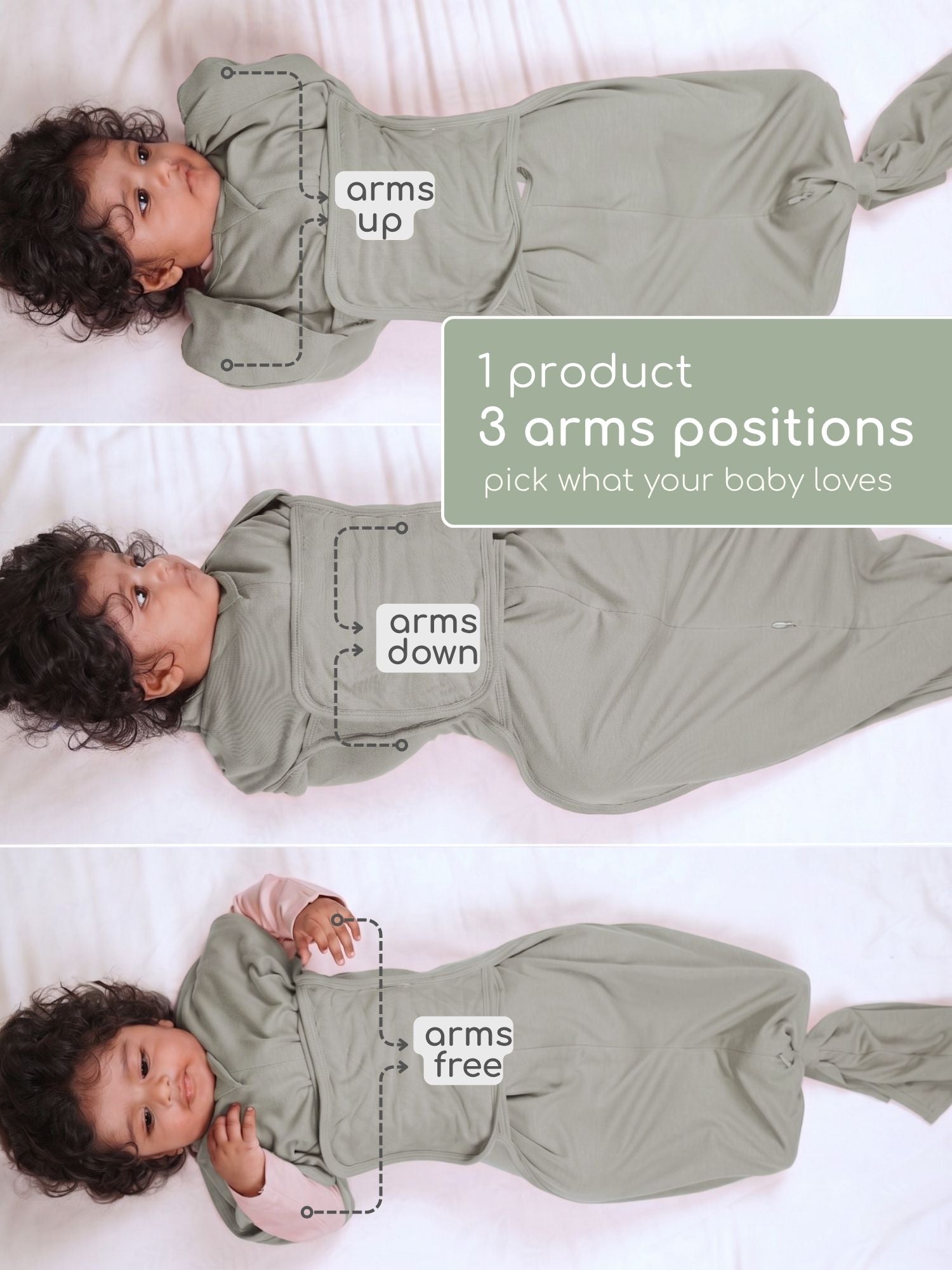 bamboo SNUGZIE™ 3 arms position swaddle pod