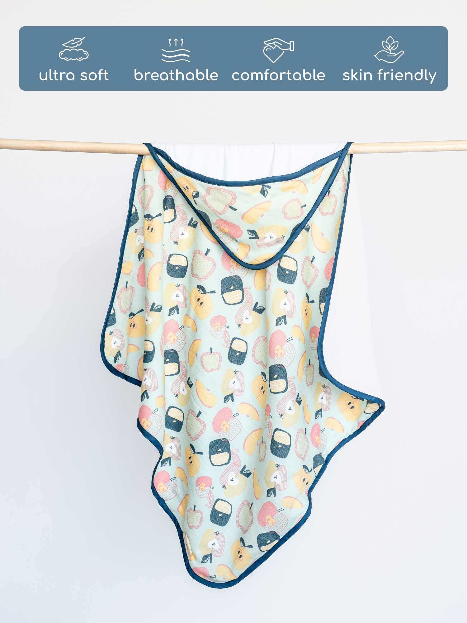 bamboo muslin + terry hooded towel - abstract world