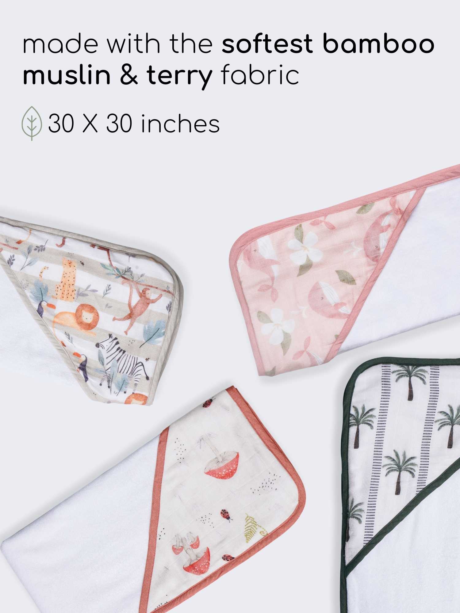 bamboo muslin + terry hooded towel - into the wild