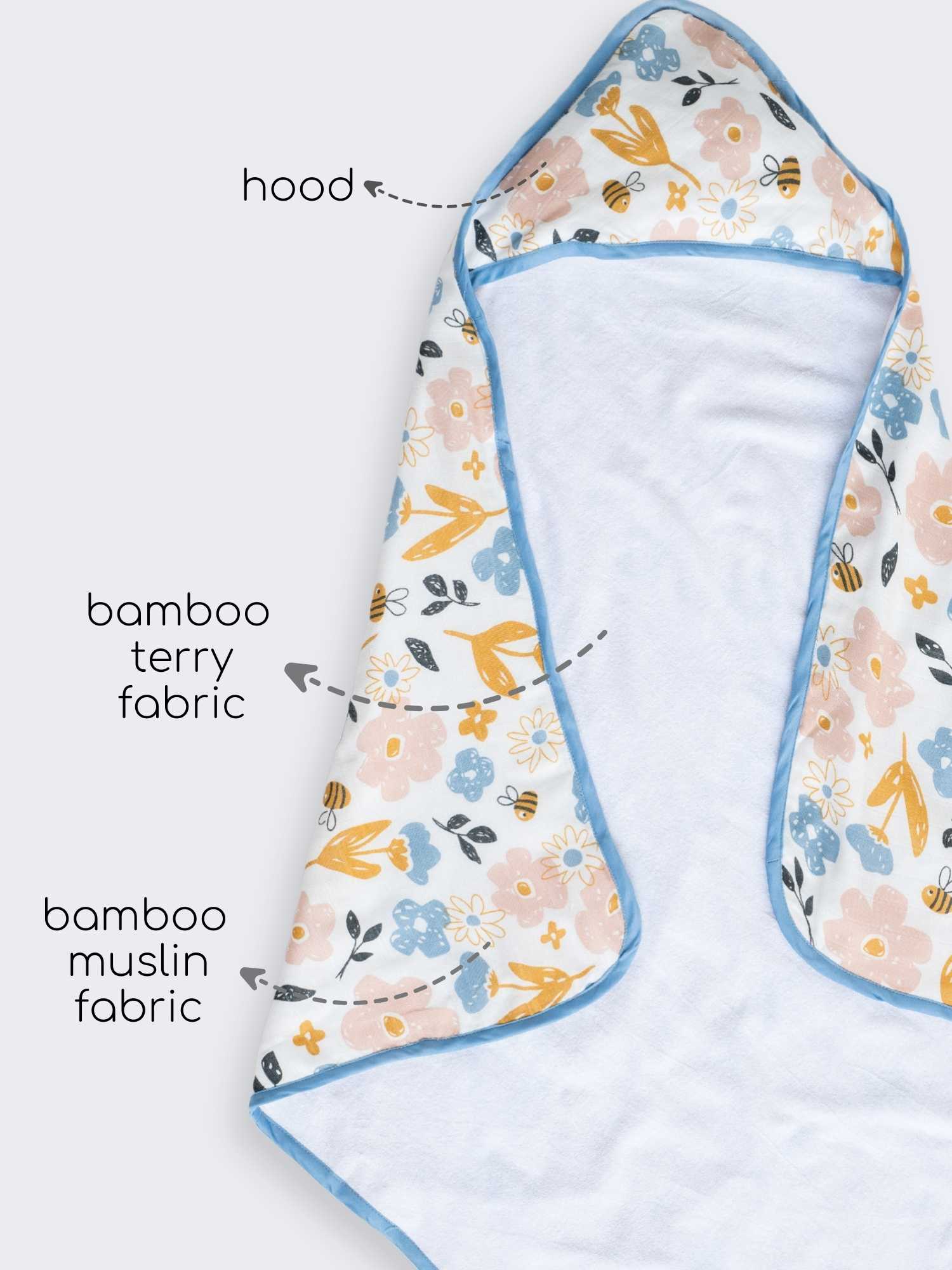 bamboo muslin + terry hooded towel - enchanted garden