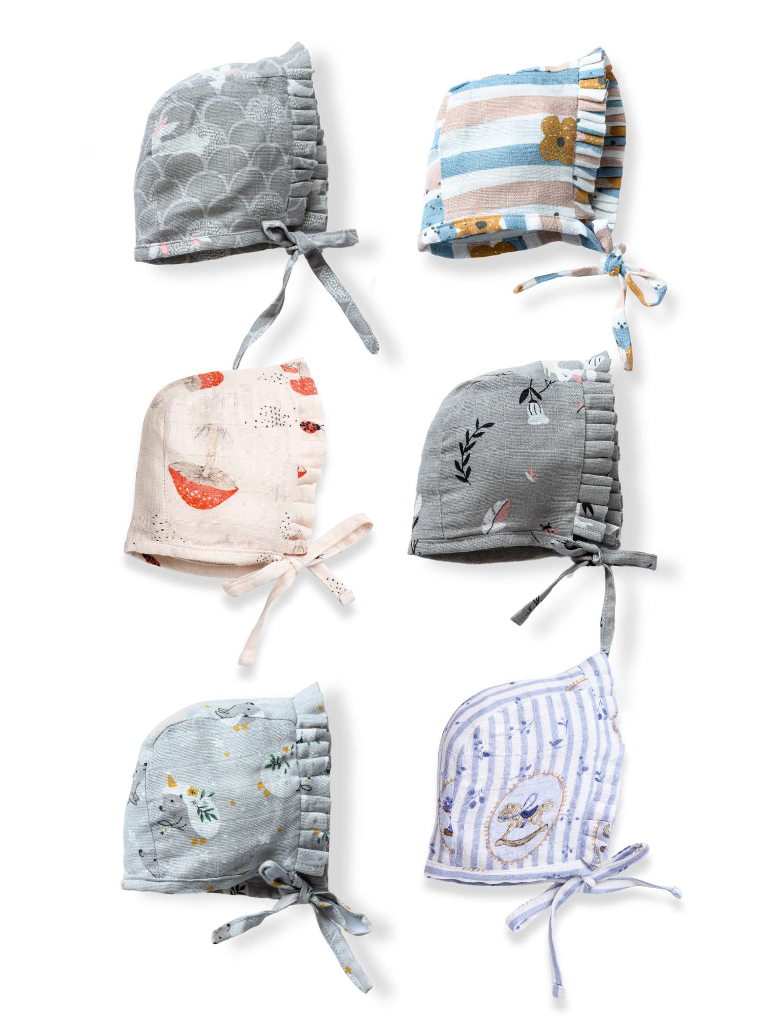 newborn bamboo muslin bonnet cap pack of 6