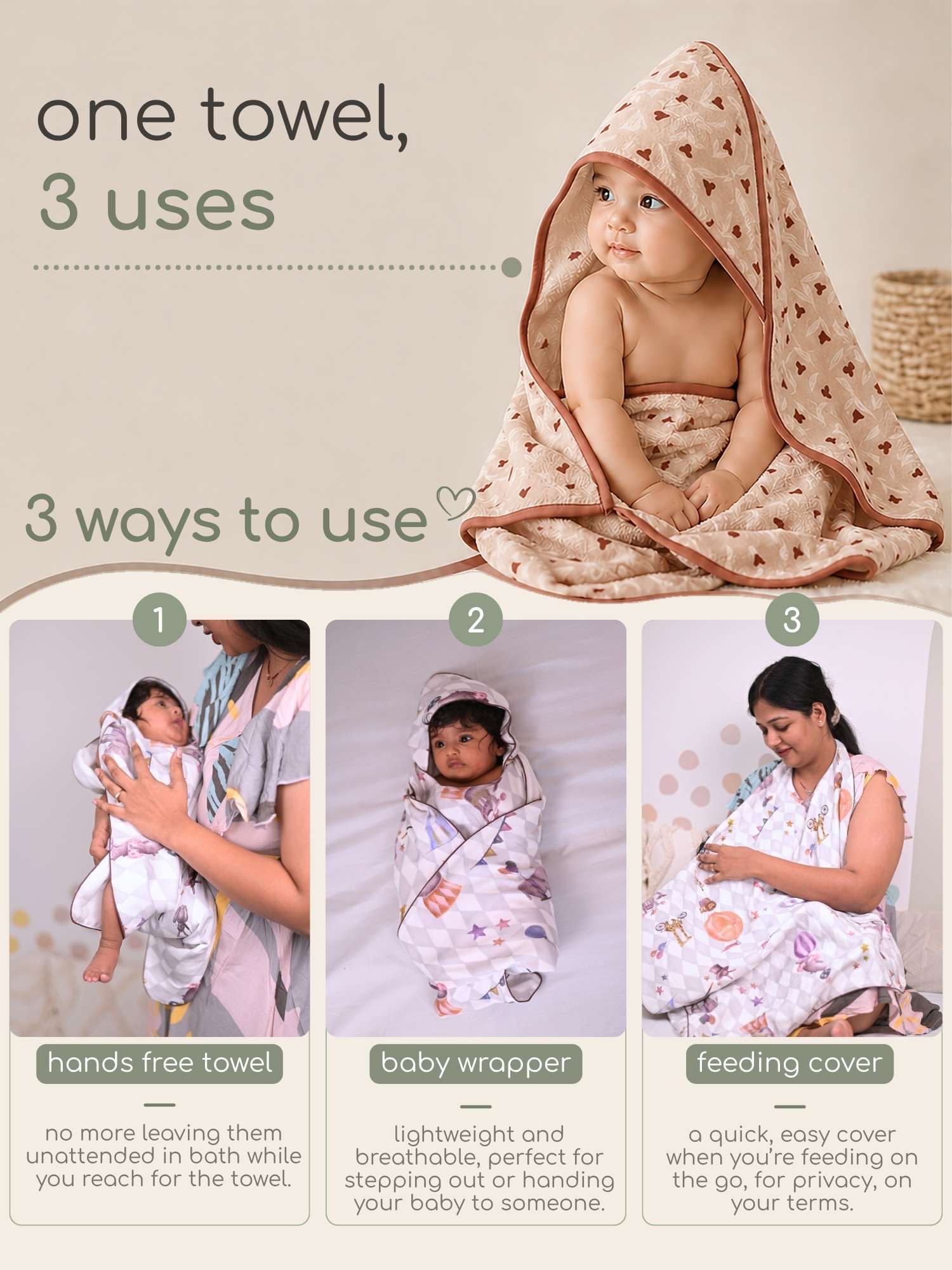 bamboo muslin 3-in-1 multi wrap towel