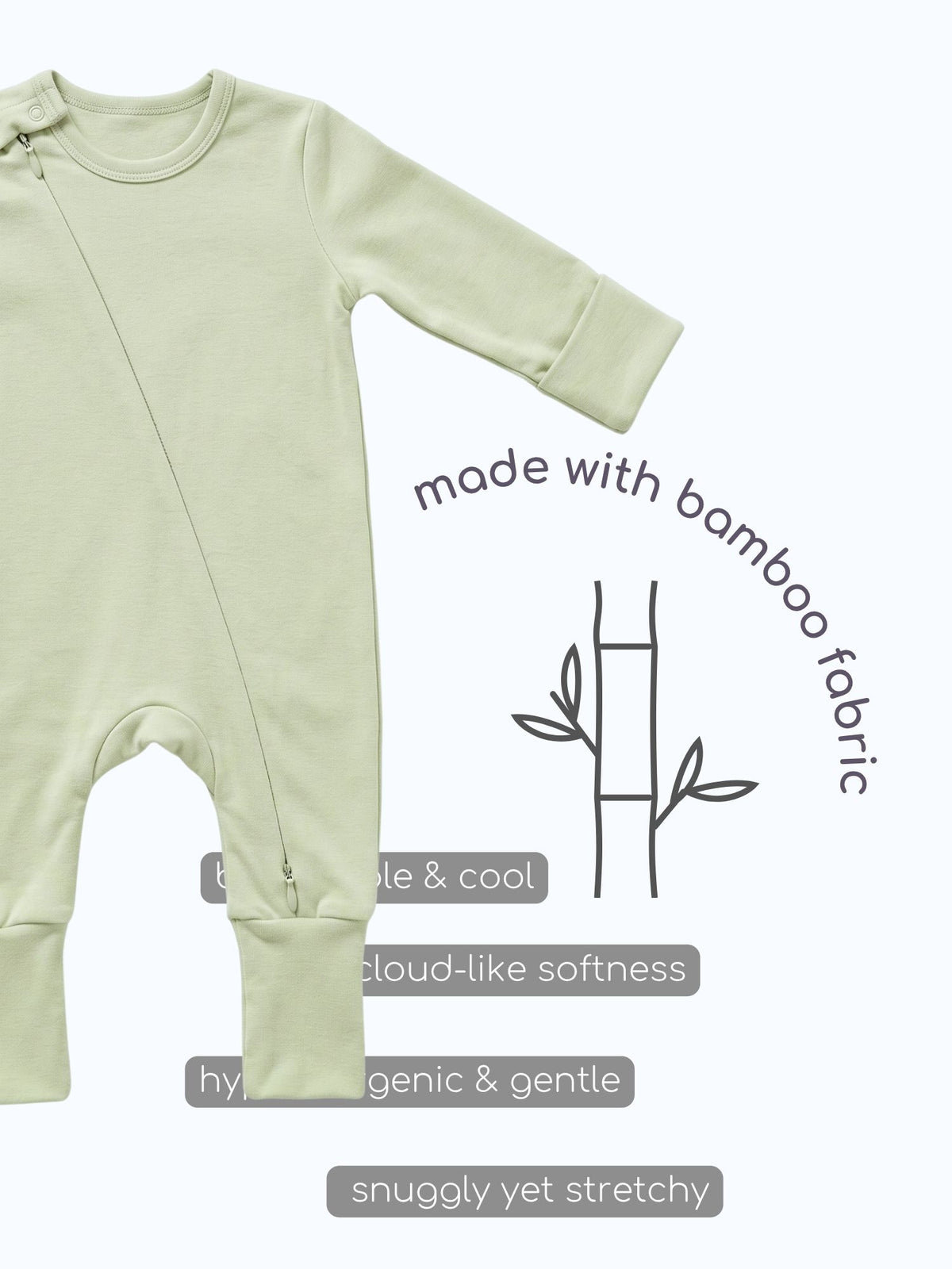 bamboo sleepsuit with reversible mittens & footie