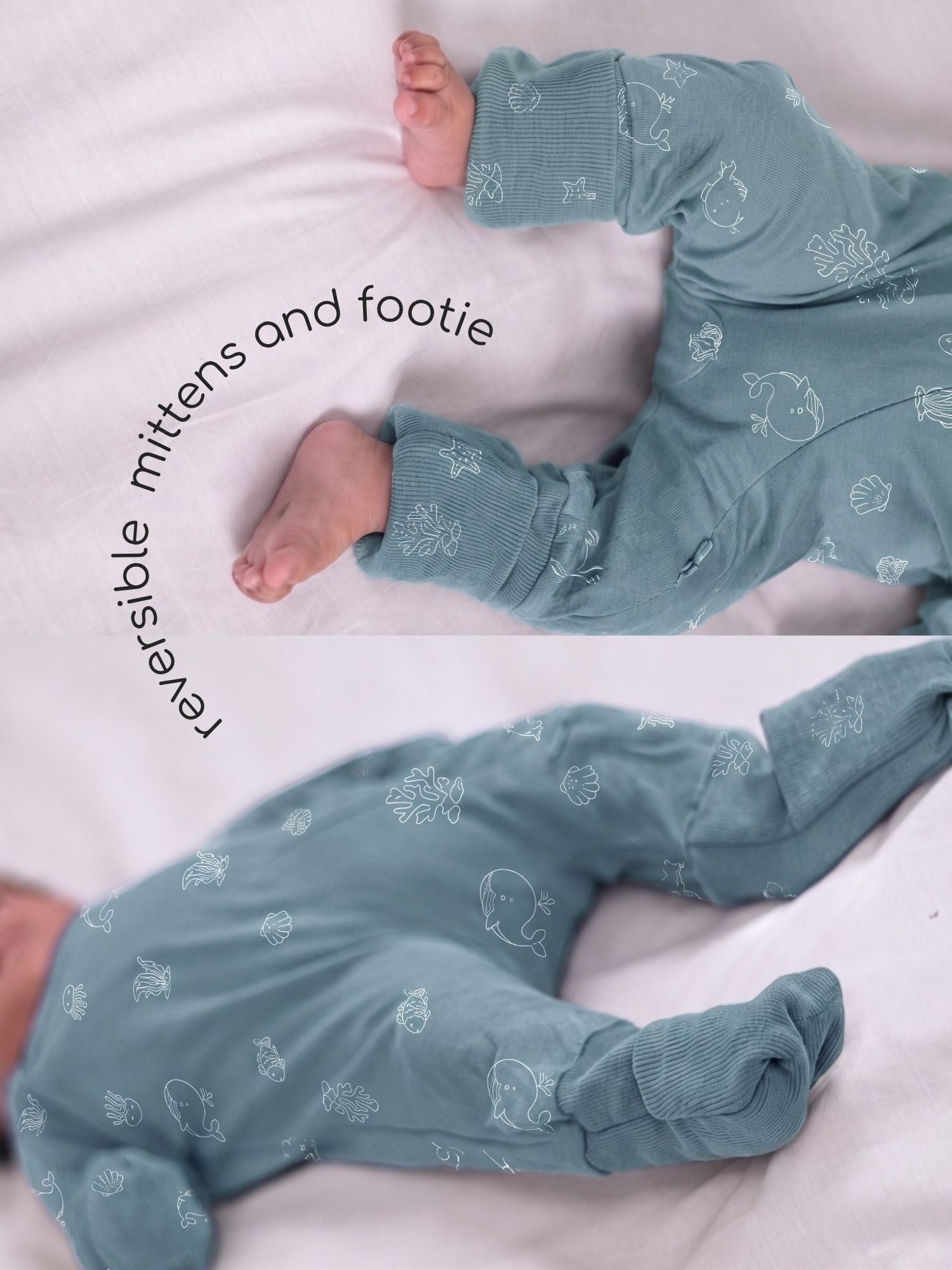 bamboo sleepsuit with reversible mittens & footie