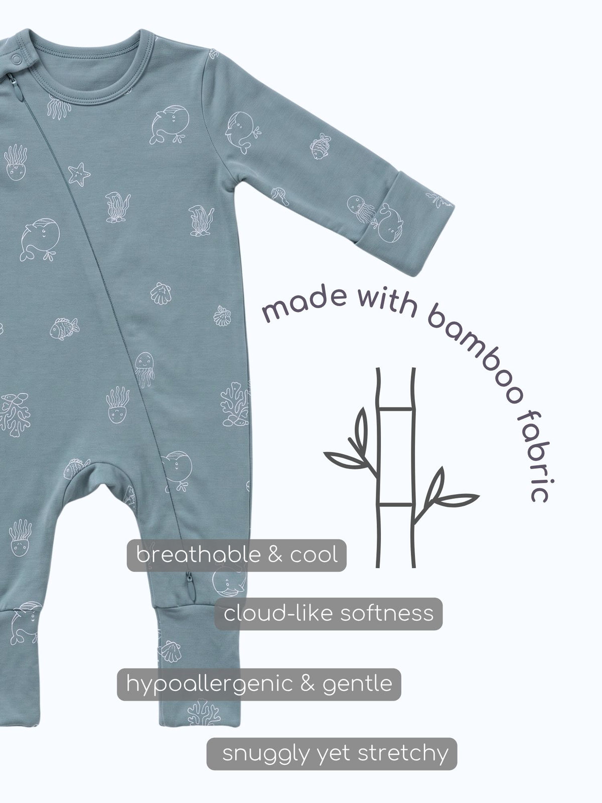 bamboo sleepsuit with reversible mittens & footie