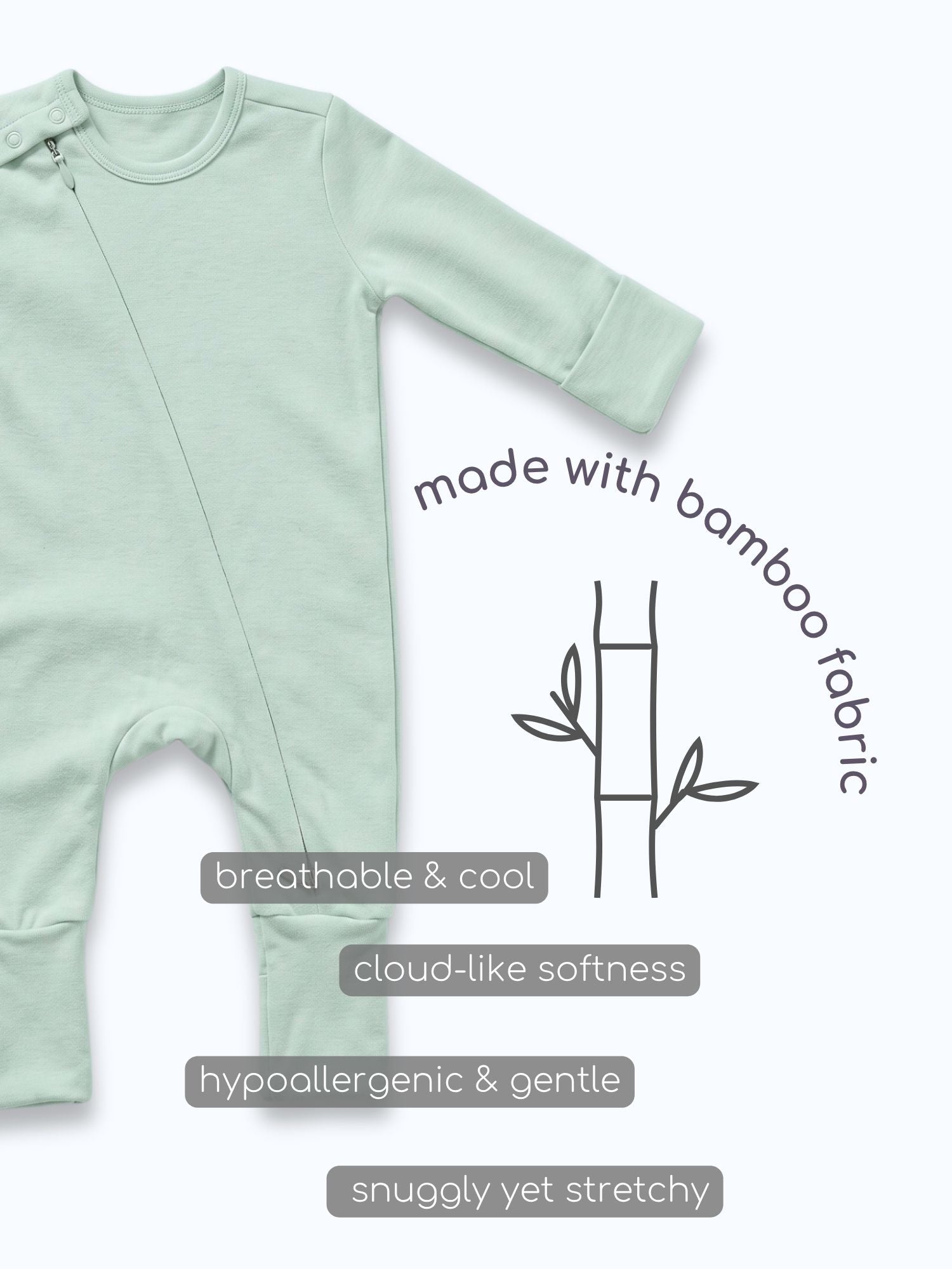 bamboo sleepsuit with reversible mittens & footie