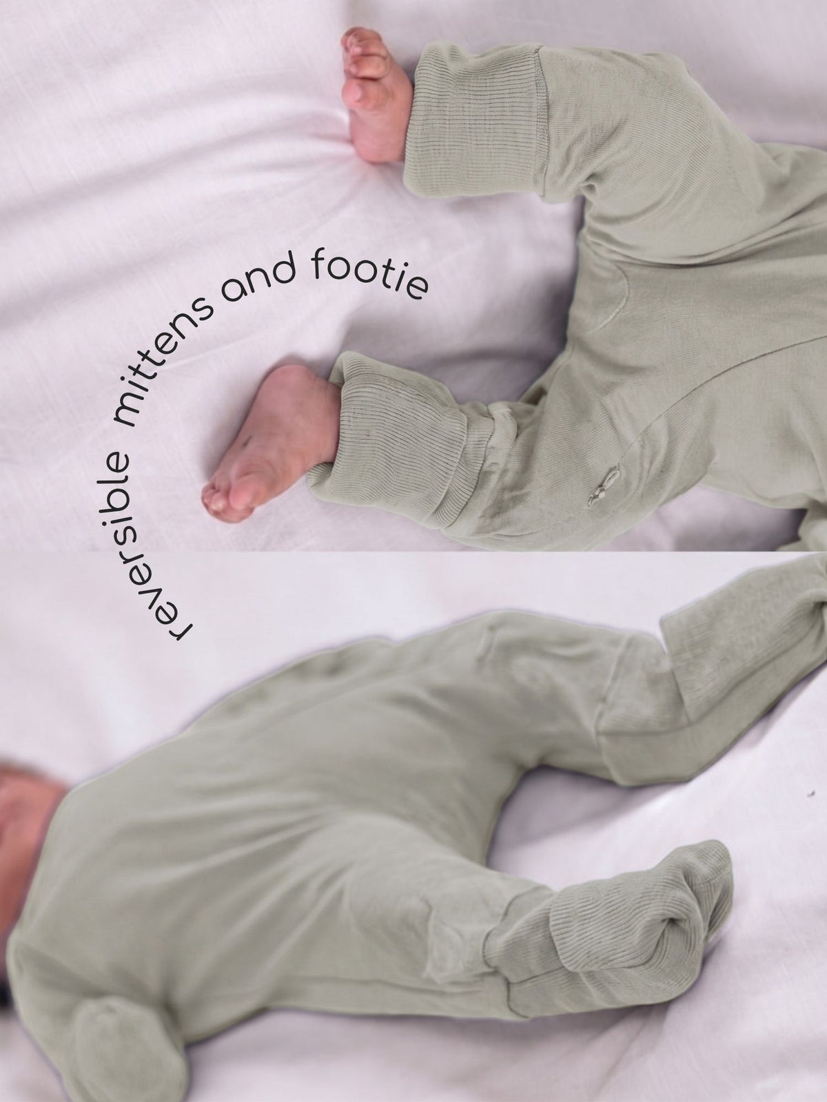 bamboo sleepsuit with reversible mittens & footie