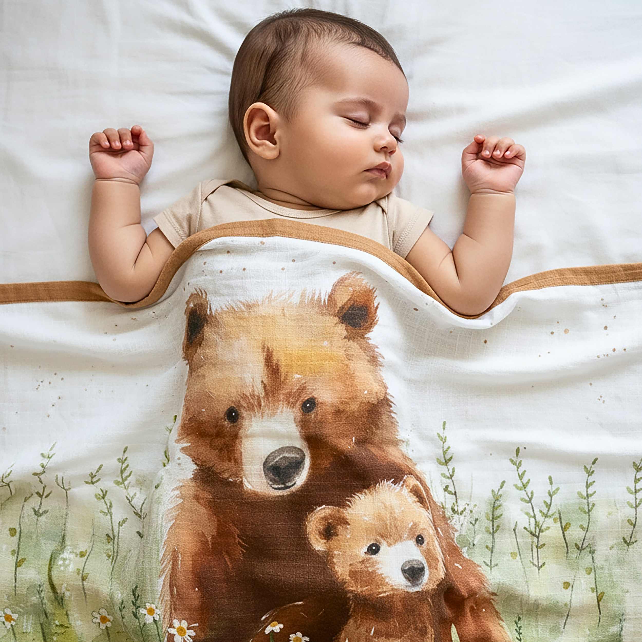 bamboo muslin baby blanket - placement print