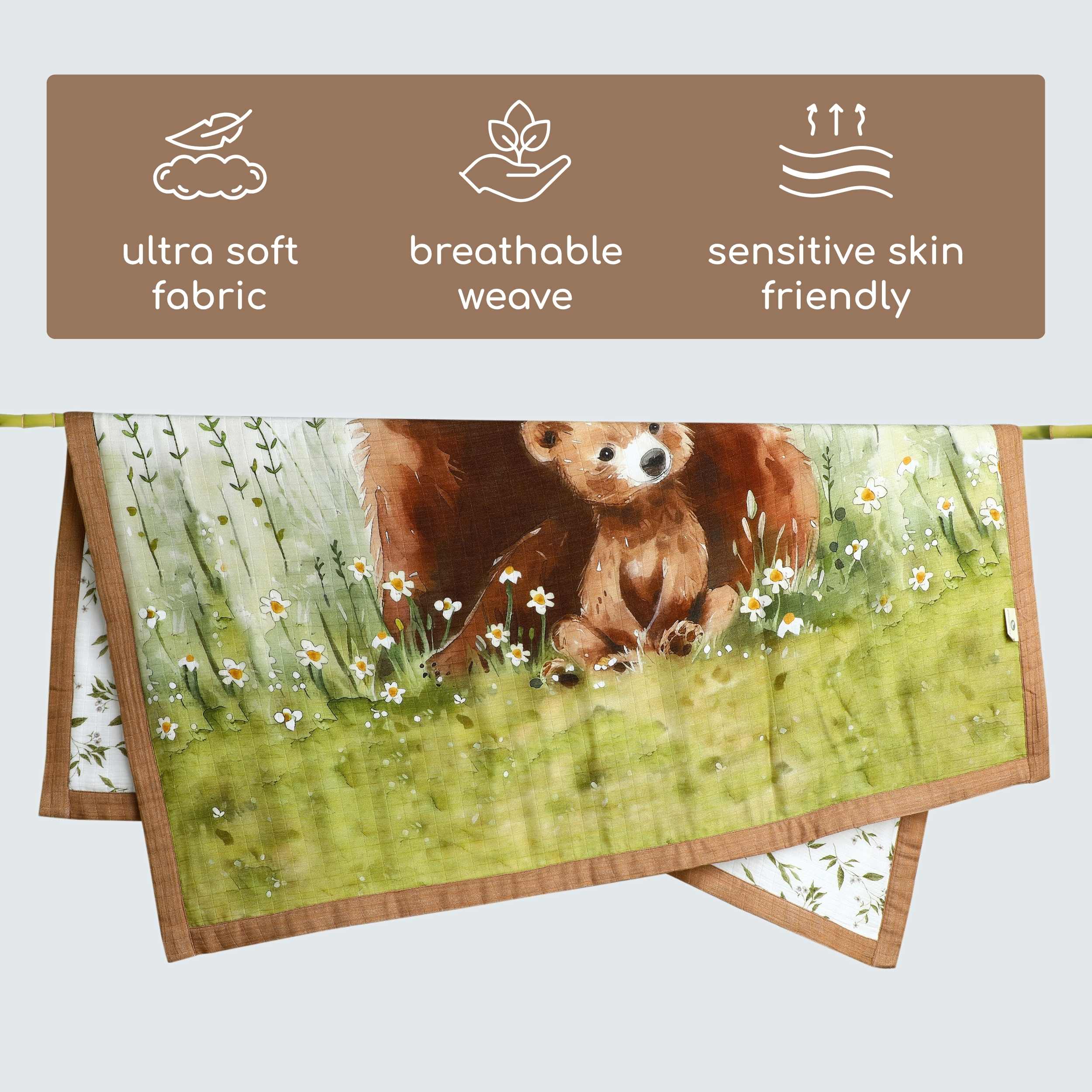 bamboo muslin baby blanket - placement print