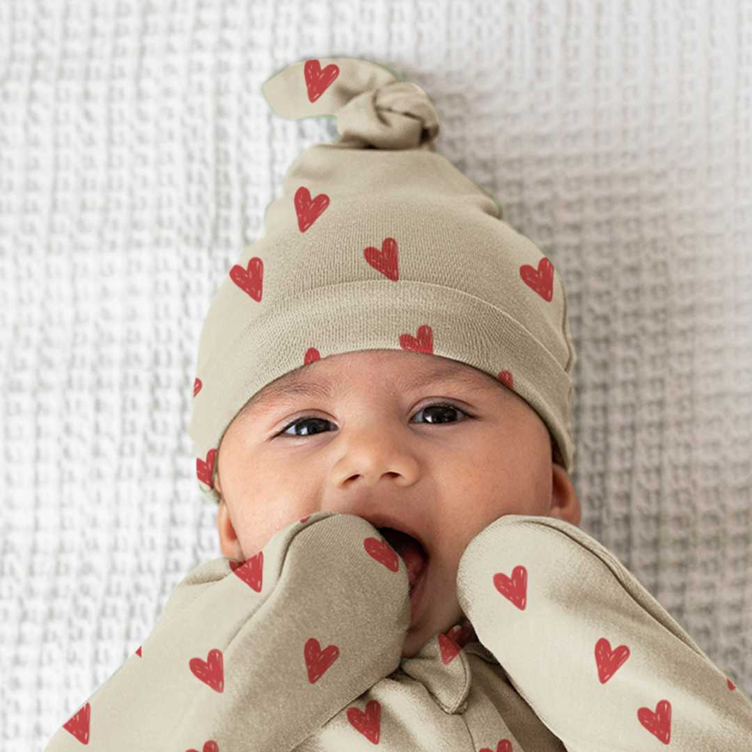 newborn baby bamboo cap mittens socks combo - prints