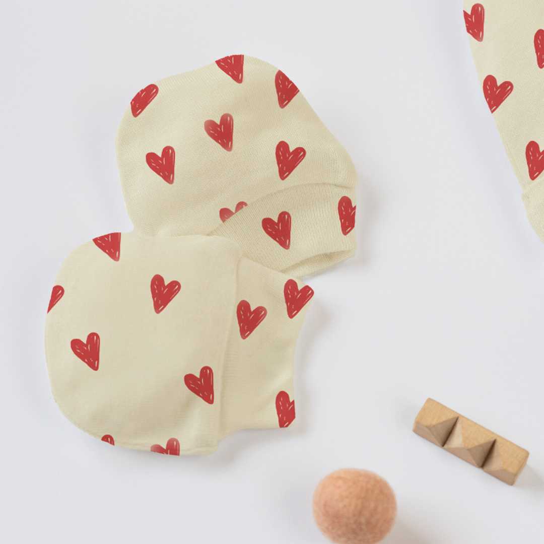 newborn baby bamboo cap mittens socks combo - prints