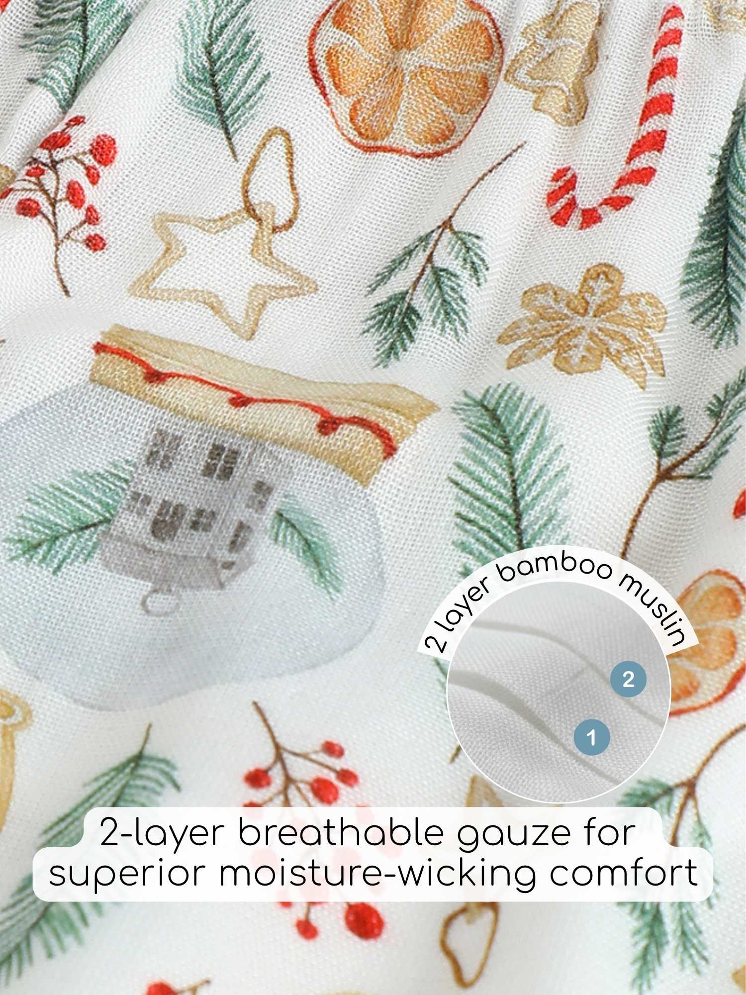 bamboo muslin nightsuit set -christmas collection