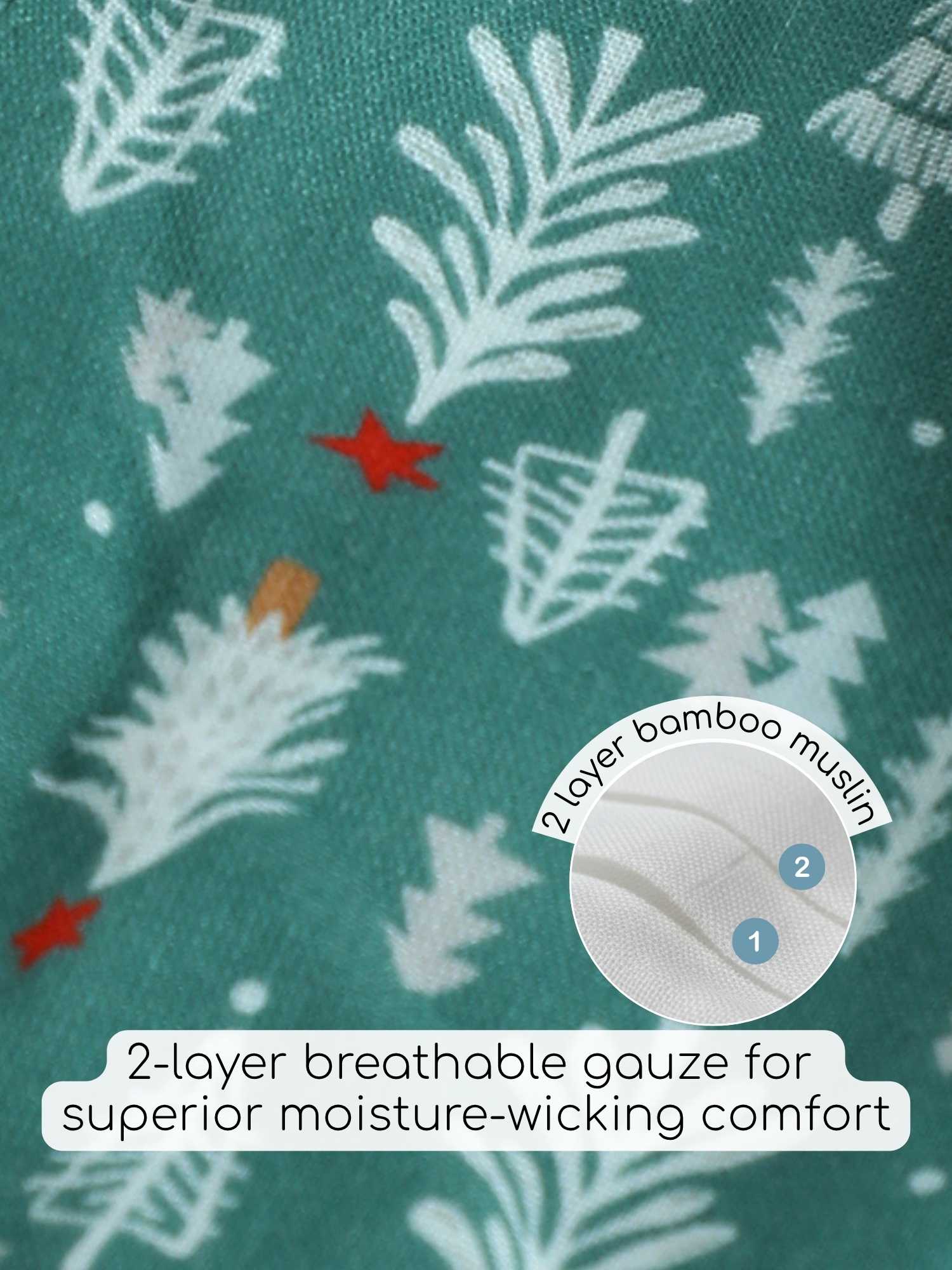 bamboo muslin nightsuit set -christmas collection