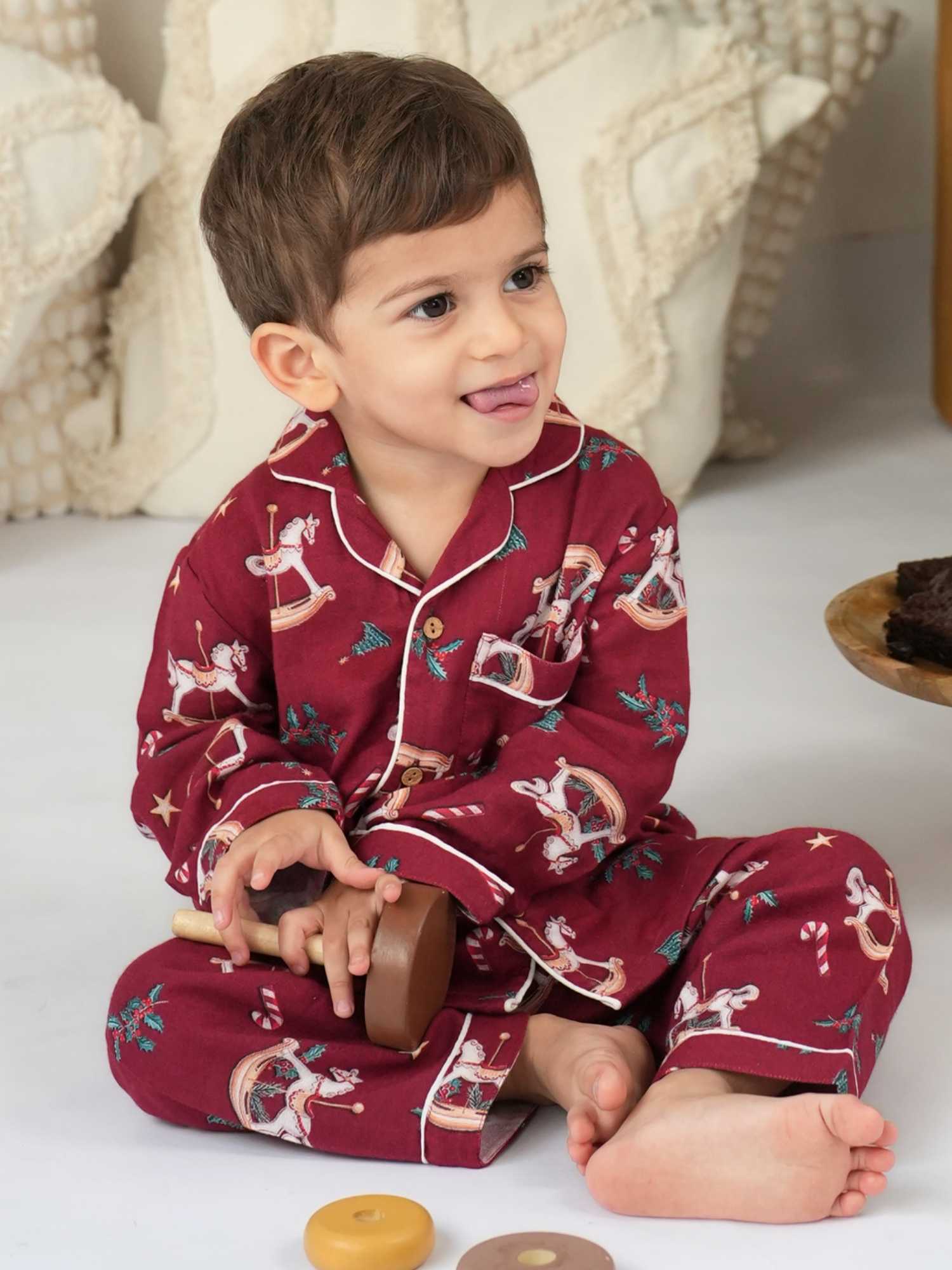 bamboo muslin nightsuit set -christmas collection