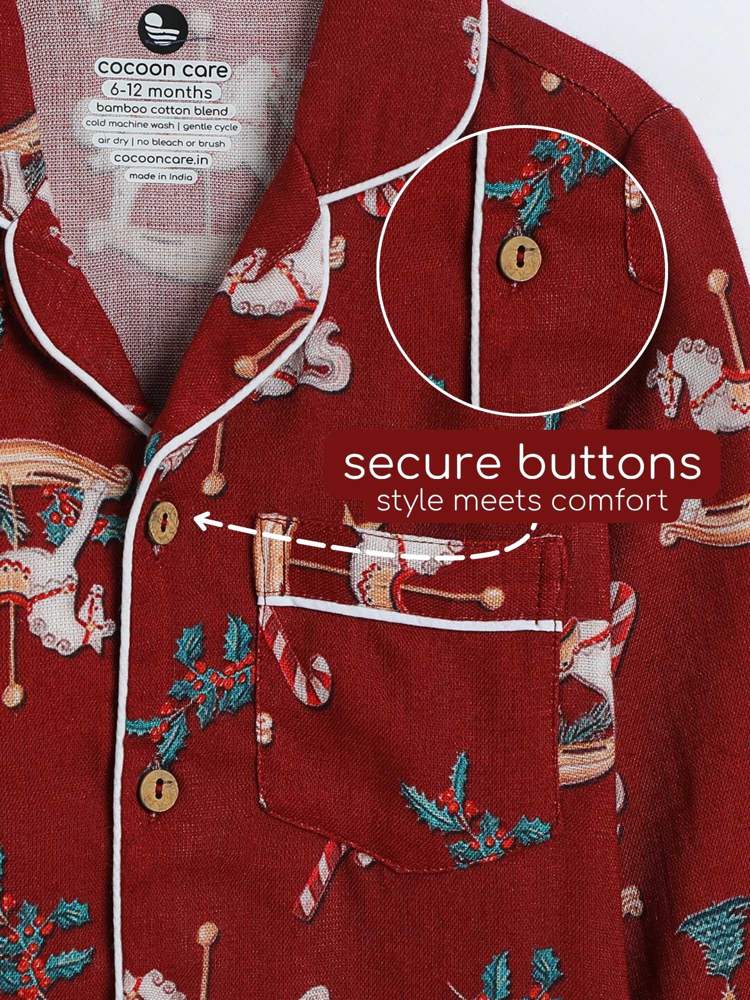 bamboo muslin nightsuit set -christmas collection