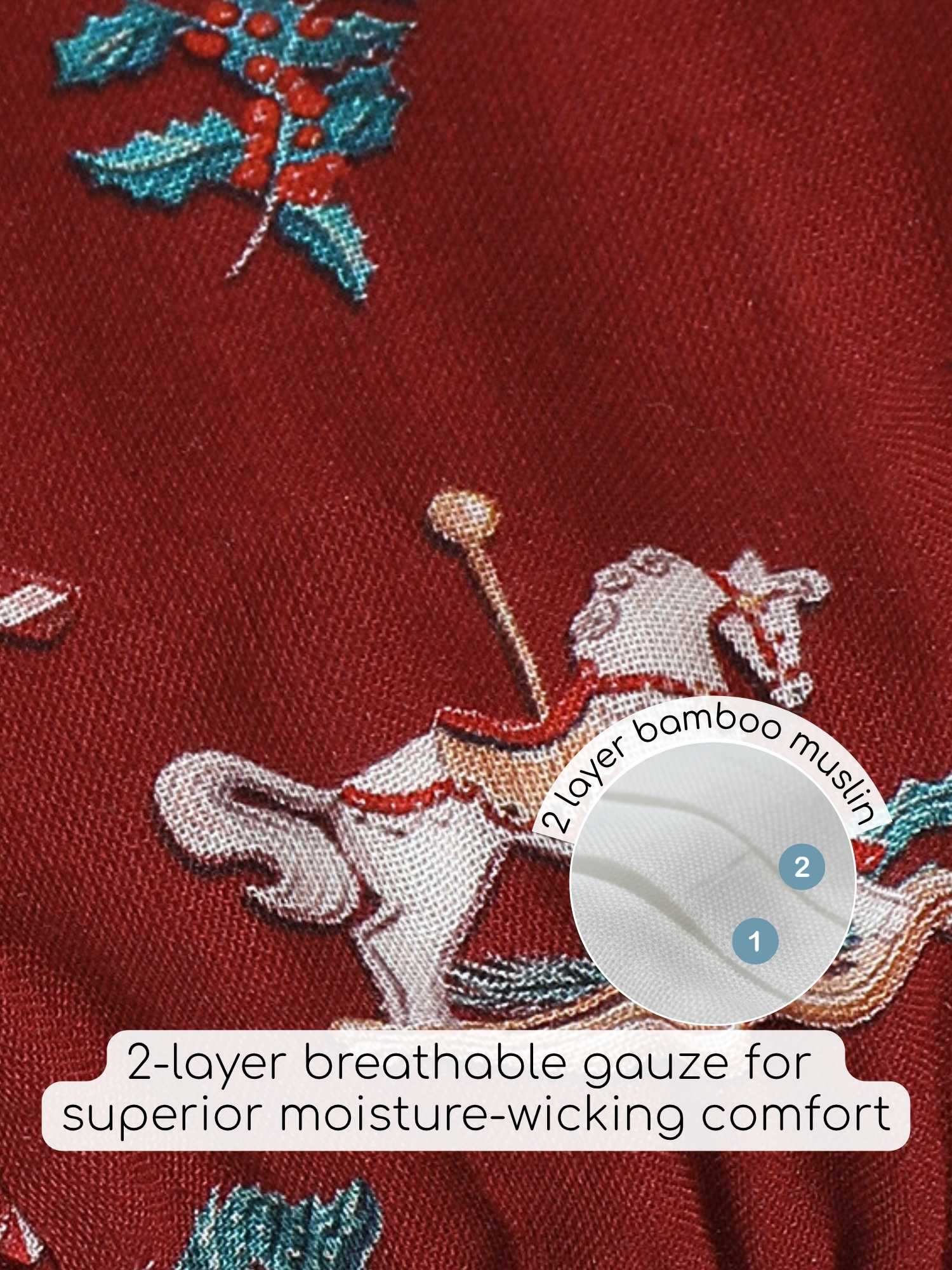 bamboo muslin nightsuit set -christmas collection