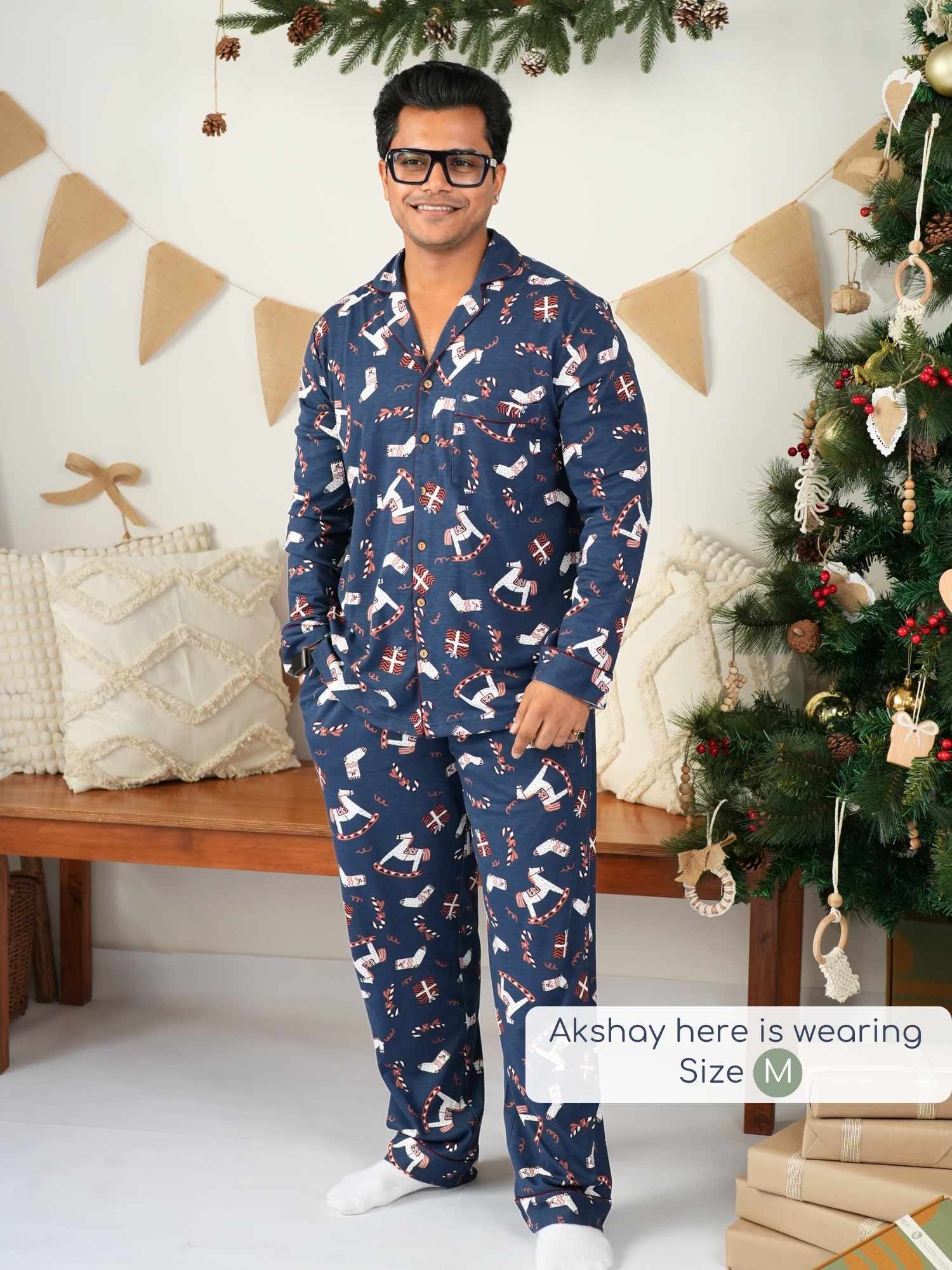 bamboo men's knit pyjamas - christmas collection