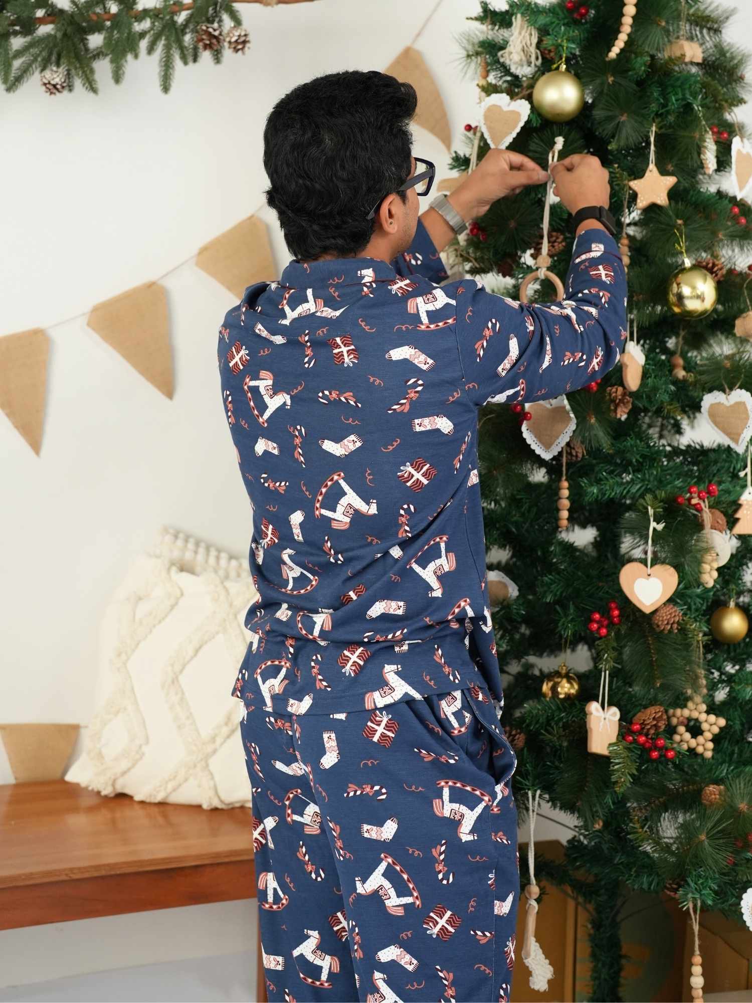 bamboo men's knit pyjamas - christmas collection
