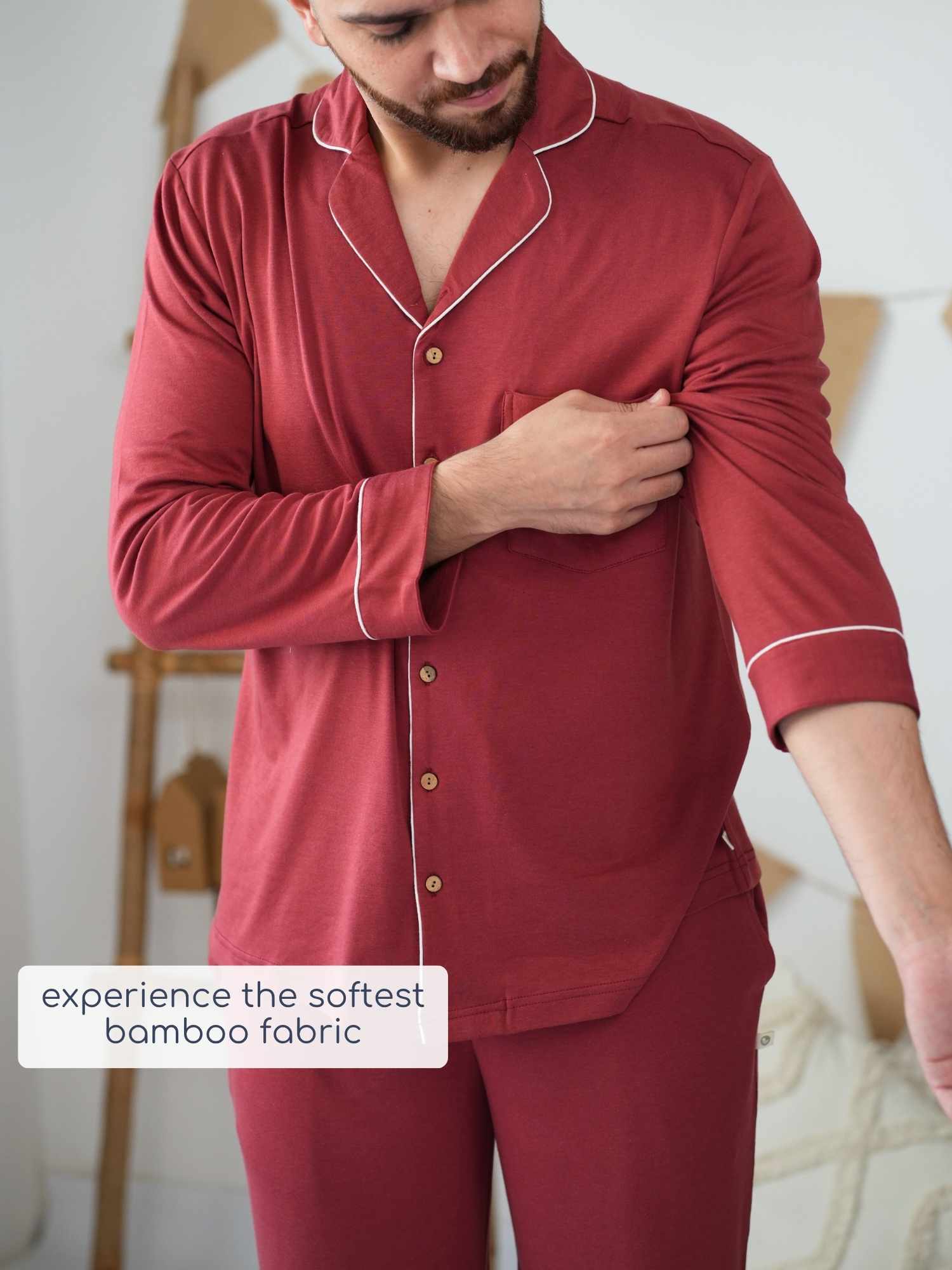 bamboo men's knit pyjamas - christmas collection