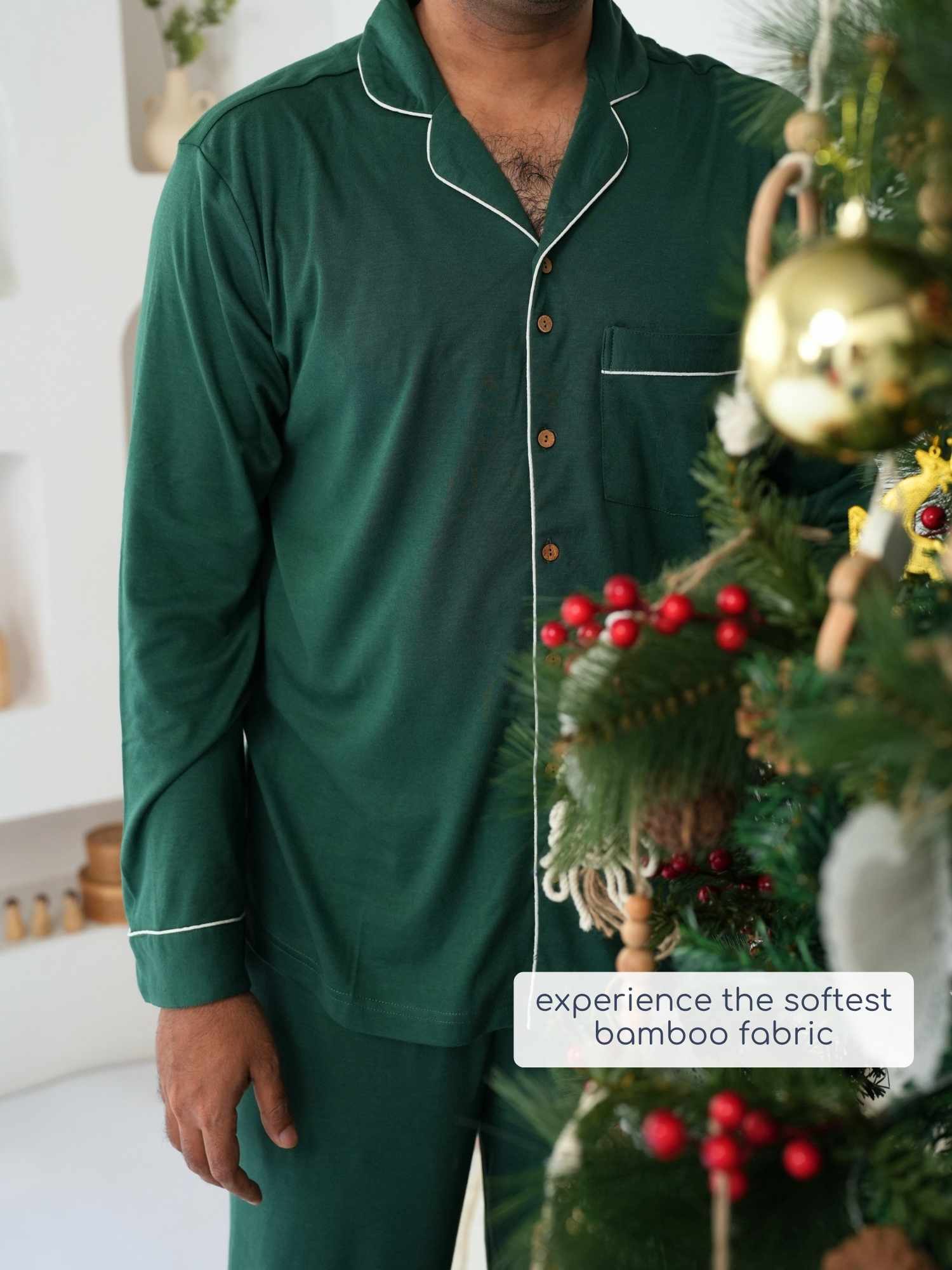 bamboo men's knit pyjamas - christmas collection