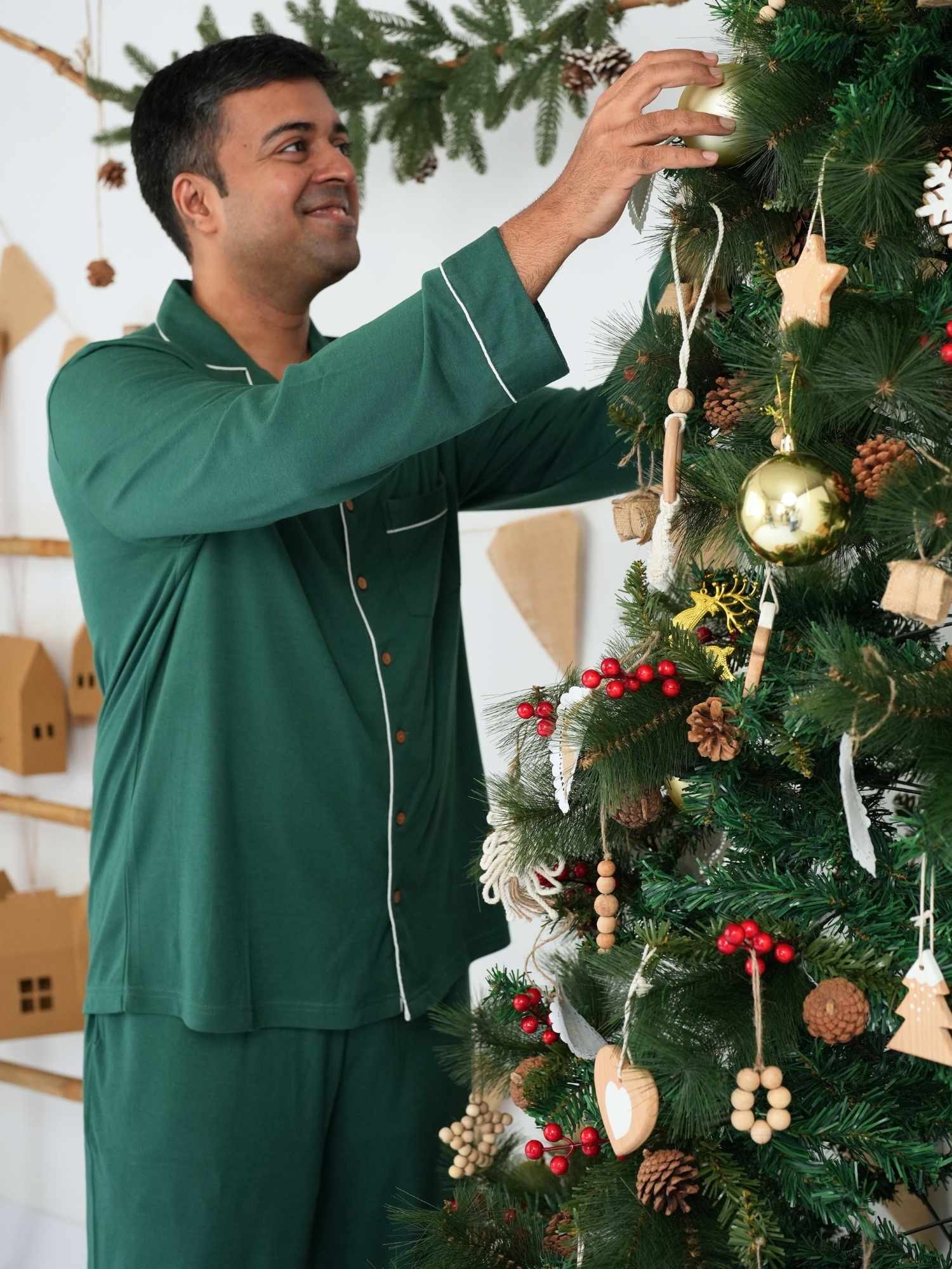 bamboo men's knit pyjamas - christmas collection