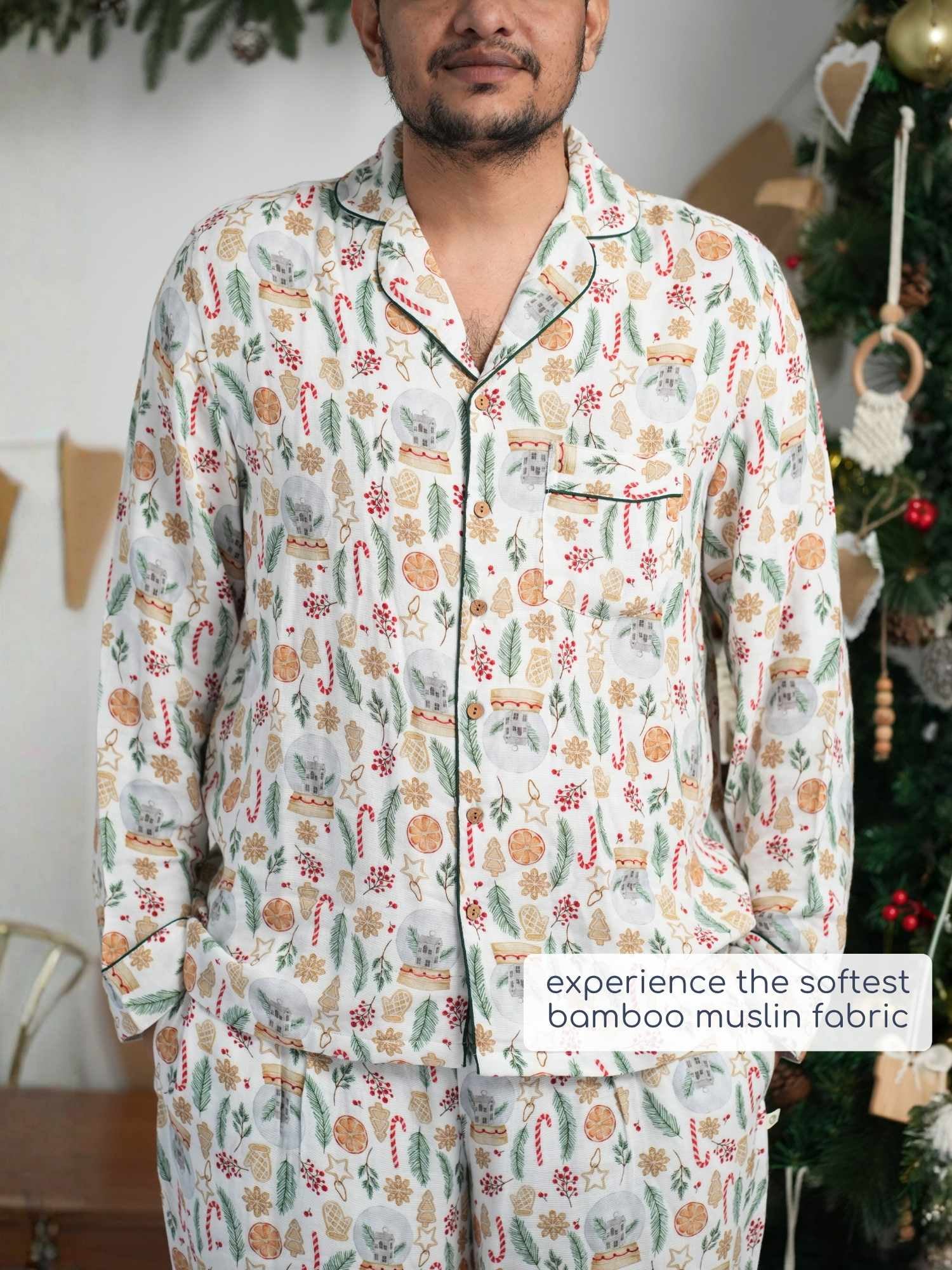 men's bamboo muslin matching family christmas pajamas