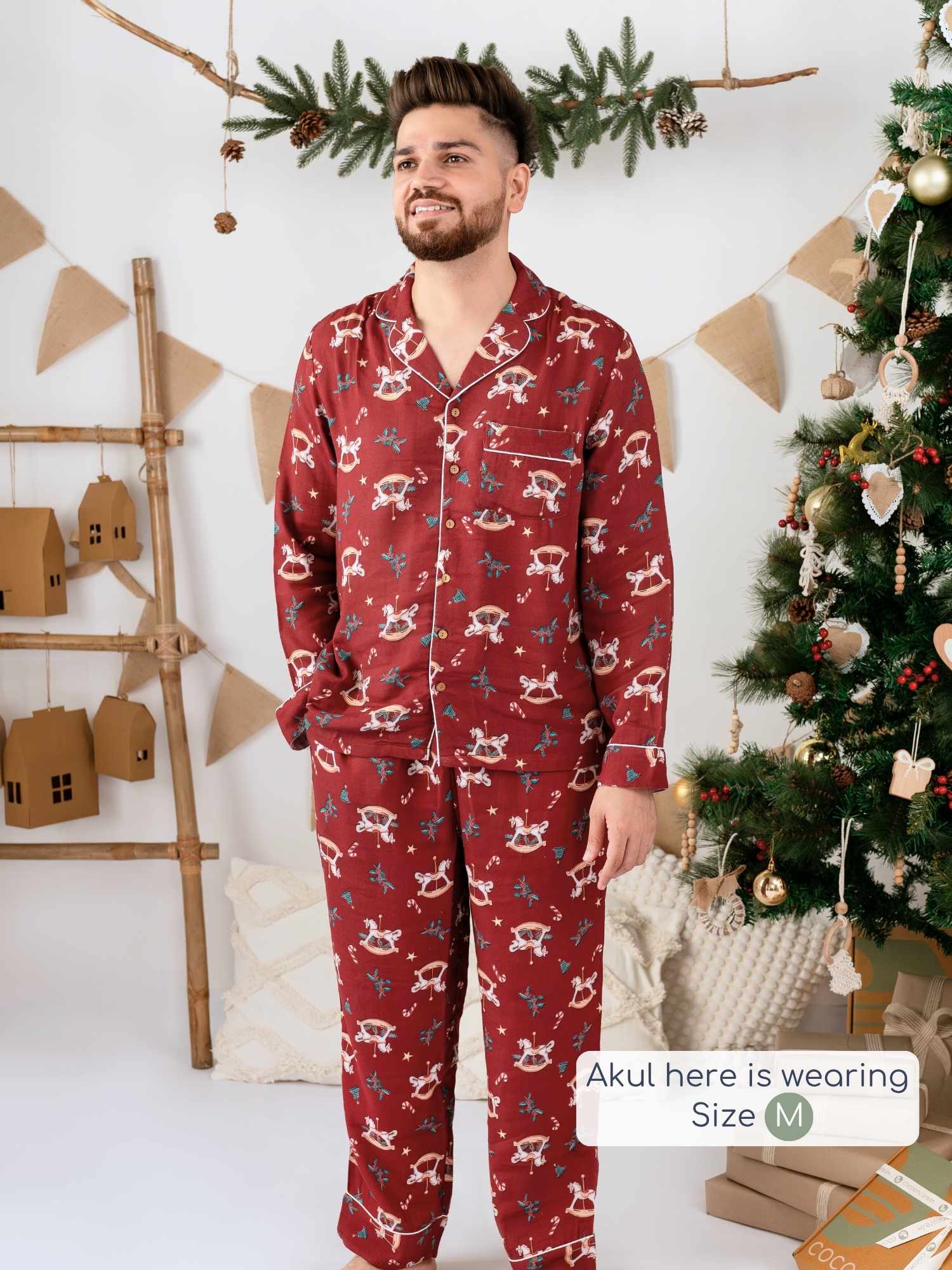 bamboo men's muslin pyjamas - christmas collection