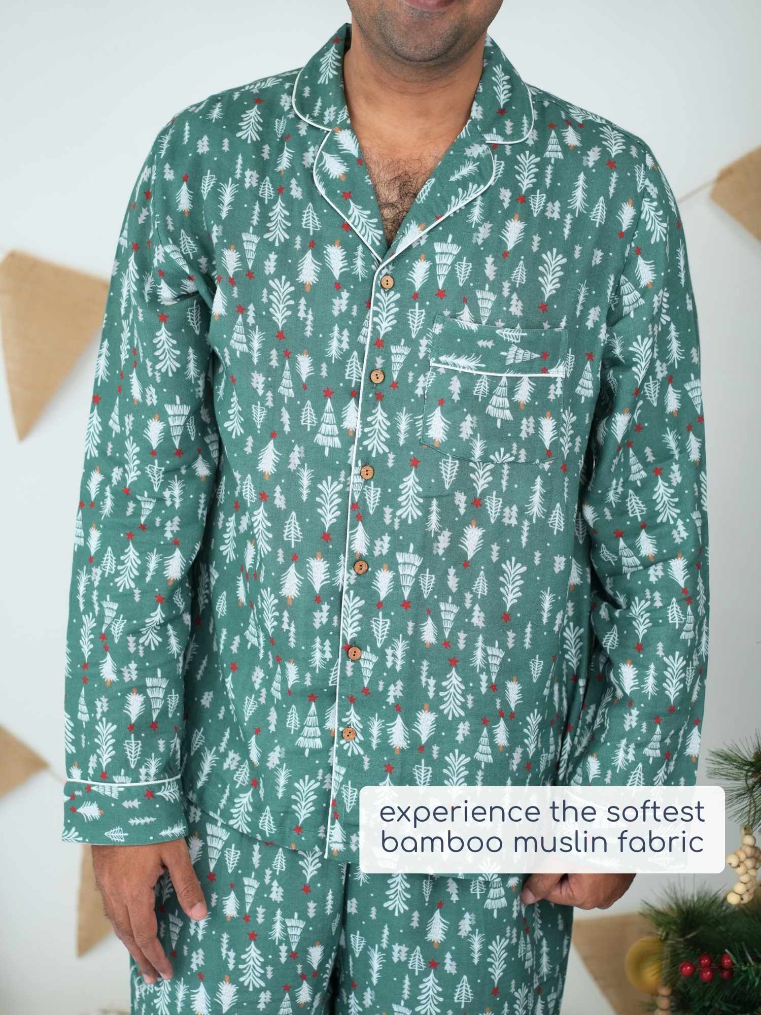 bamboo men's muslin pyjamas - christmas collection