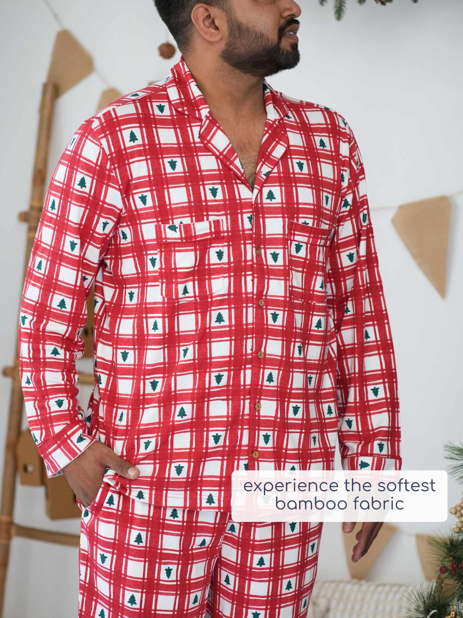 men's bamboo knit matching family christmas pajamas