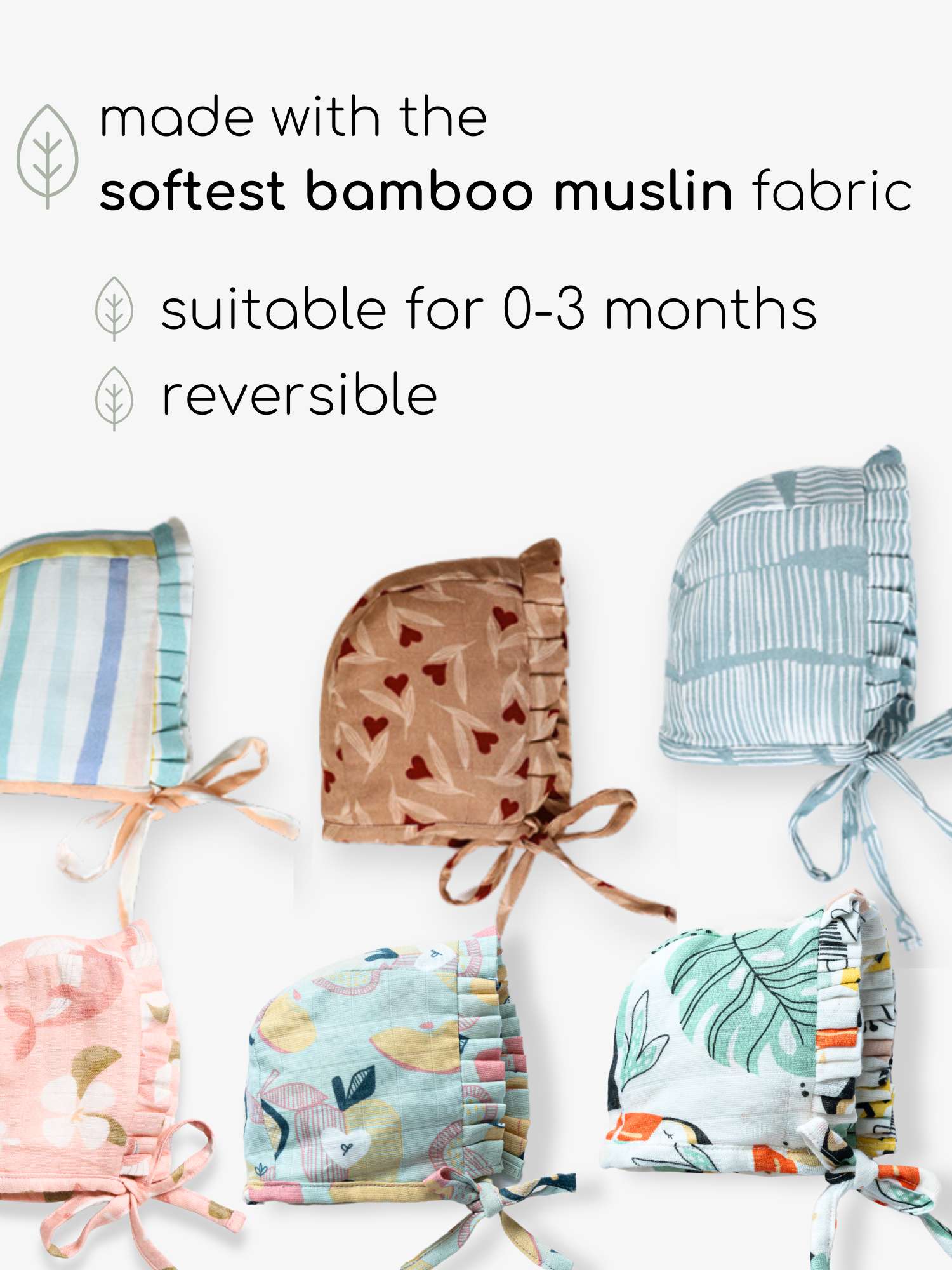 newborn bamboo muslin bonnet cap pack of 12