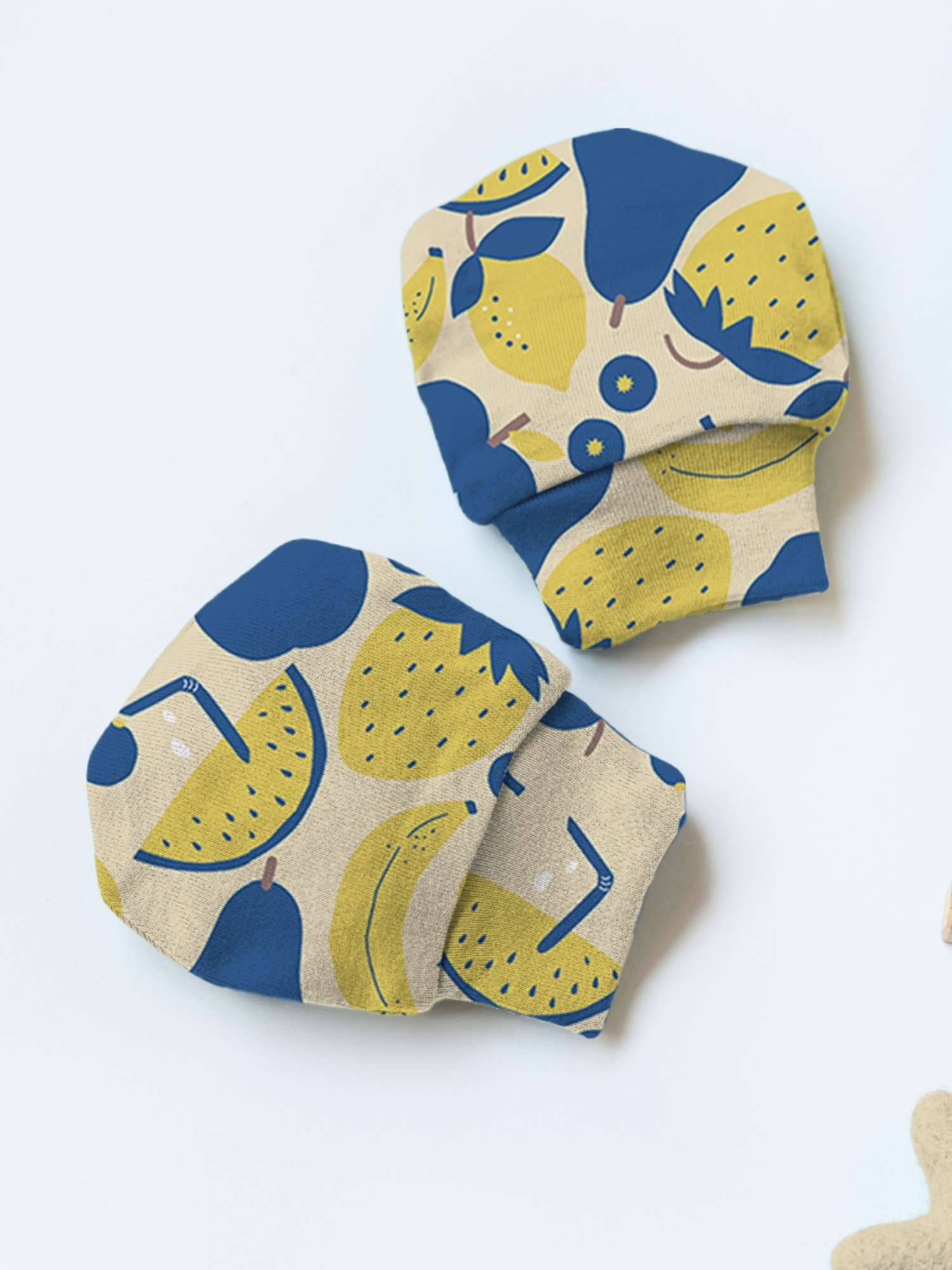 newborn baby bamboo cap mittens socks combo - prints