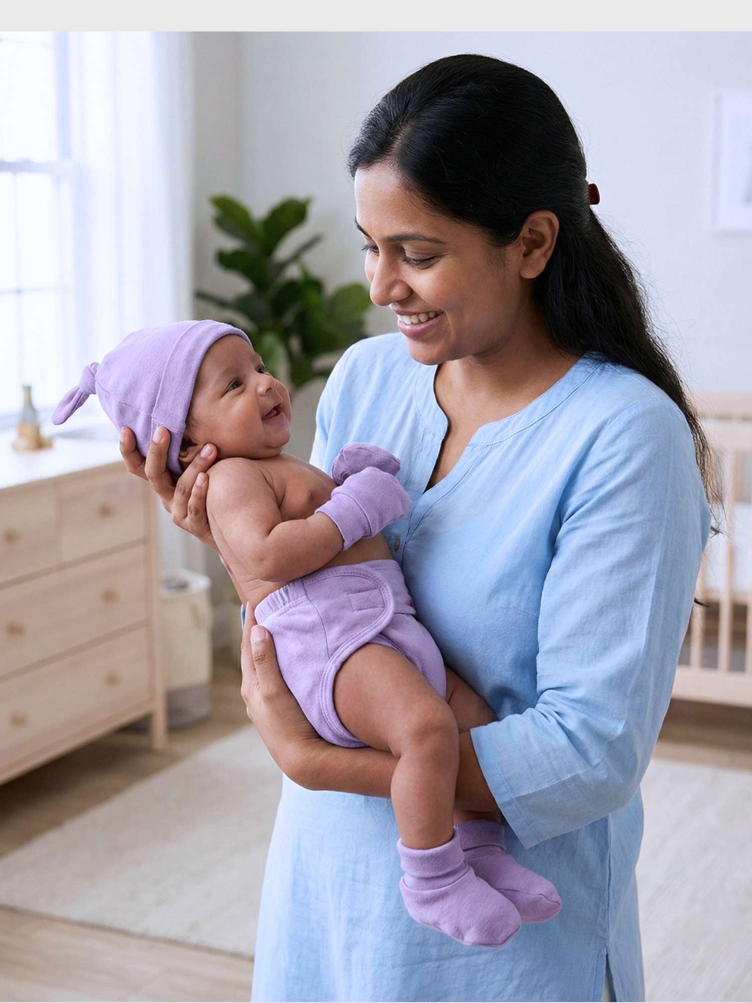 newborn baby bamboo cap mittens socks combo - solid colours