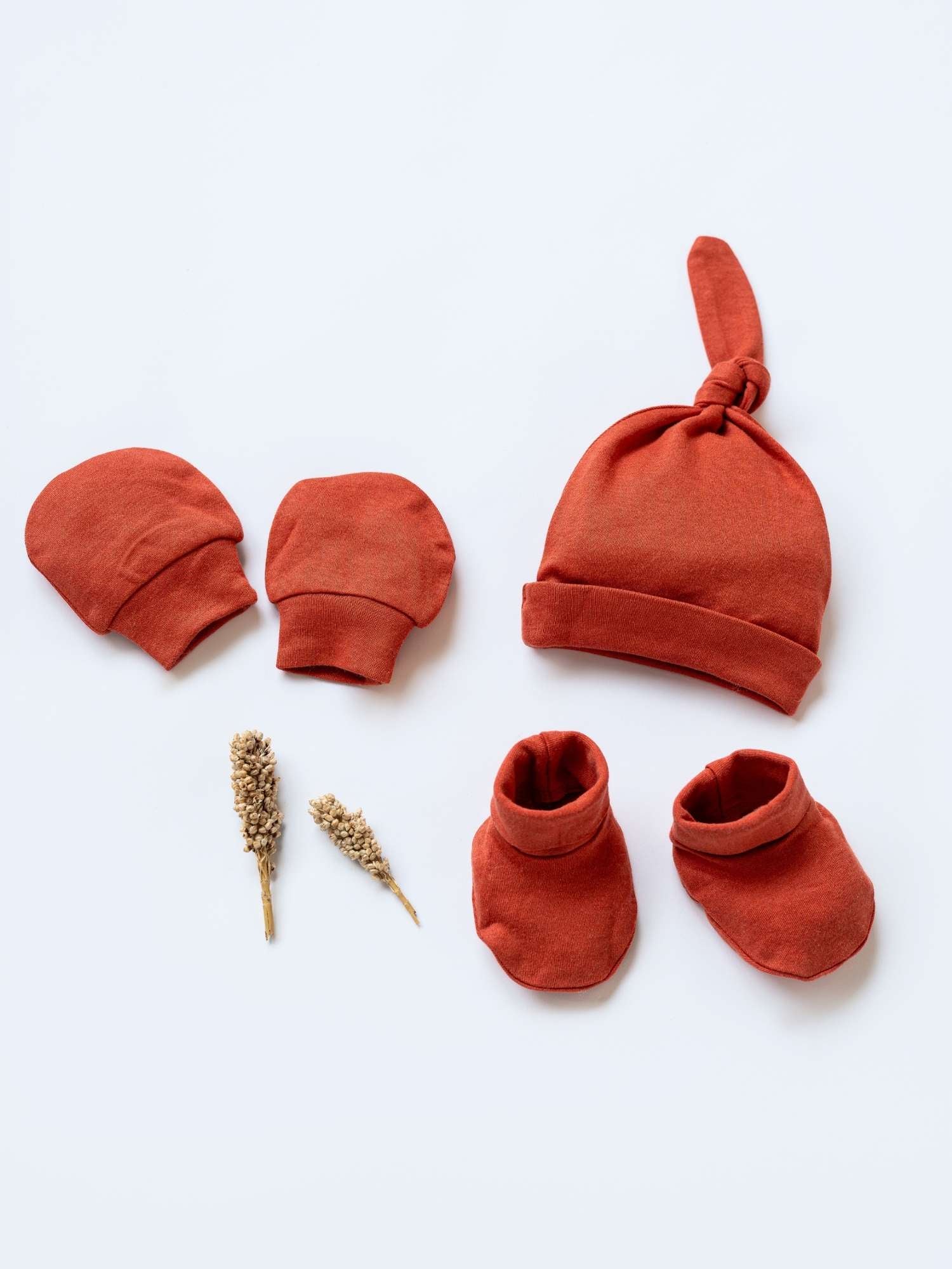 newborn baby bamboo cap mittens socks combo - solid colours