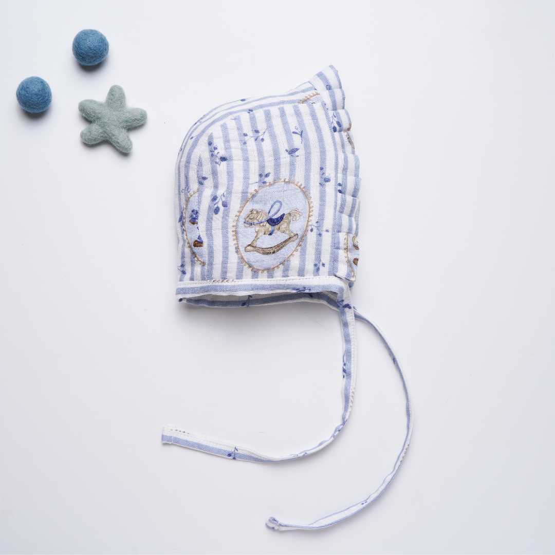 newborn bamboo muslin bonnet cap - into the wild