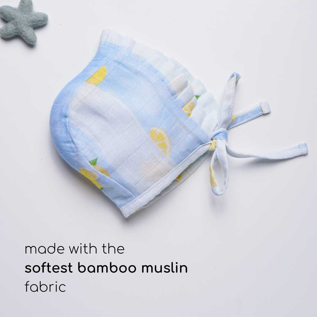 newborn bamboo muslin bonnet cap - by the sea