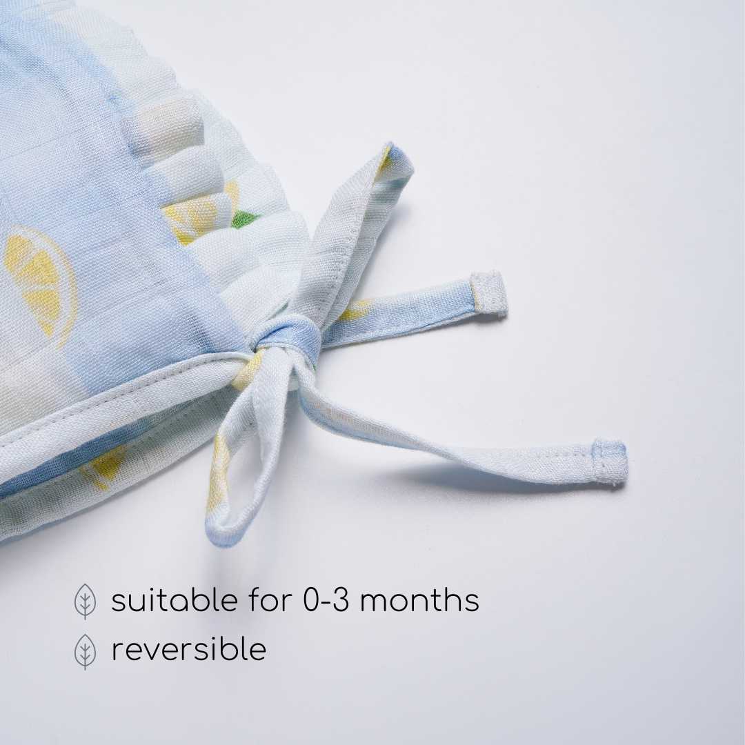 newborn bamboo muslin bonnet cap - by the sea