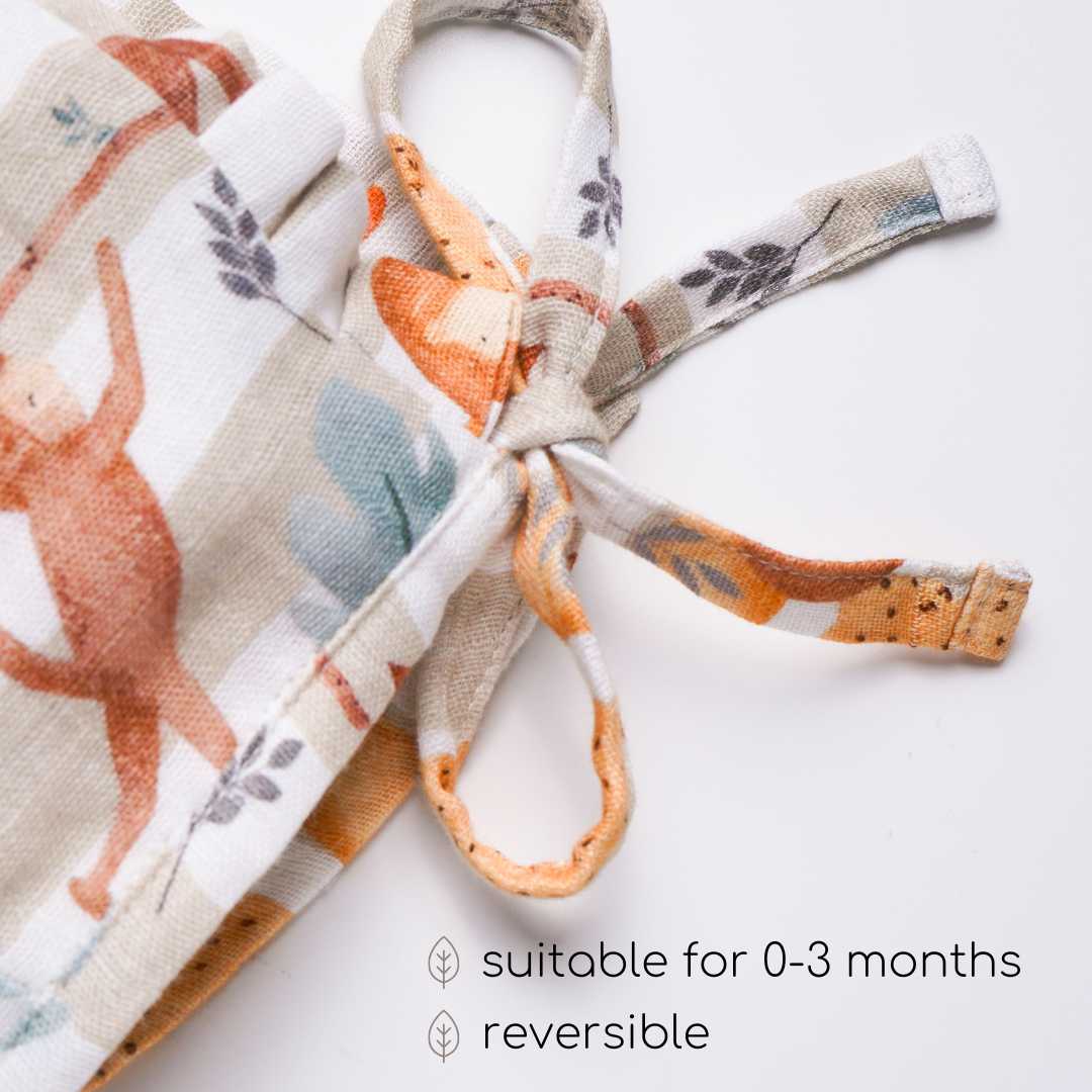 newborn bamboo muslin bonnet cap - into the wild