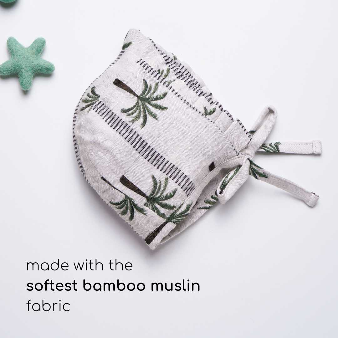 newborn bamboo muslin bonnet cap - by the sea