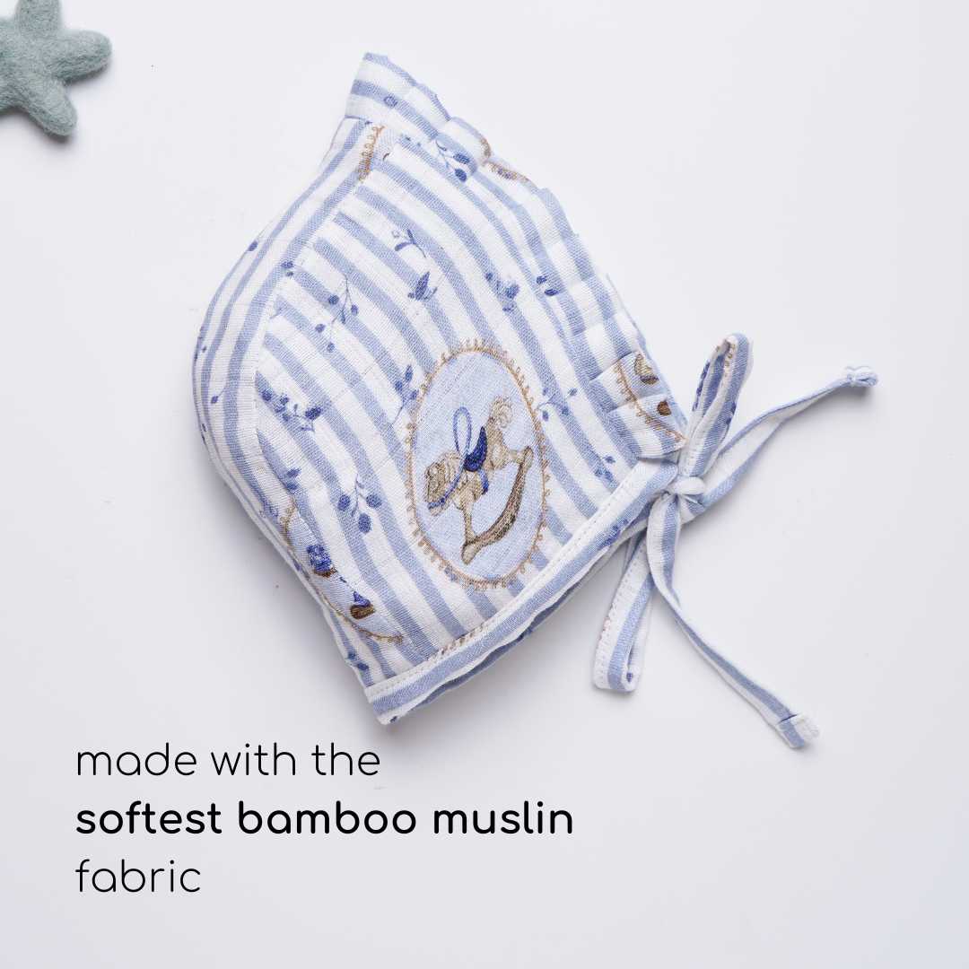 newborn bamboo muslin bonnet cap - into the wild