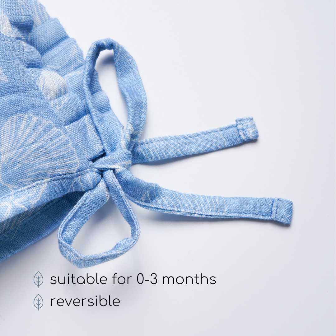 newborn bamboo muslin bonnet cap - by the sea