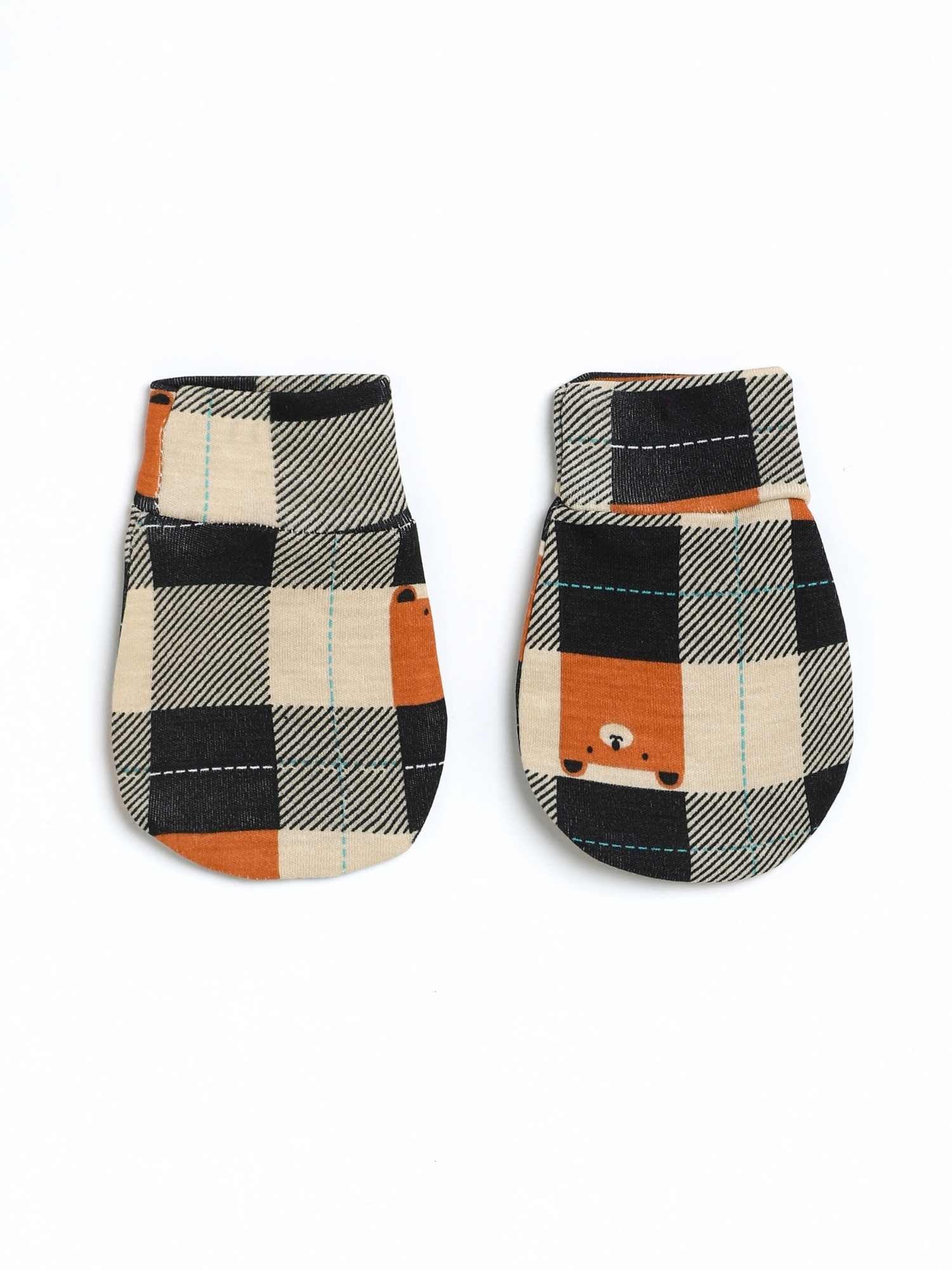 newborn baby bamboo cap mittens socks combo - prints